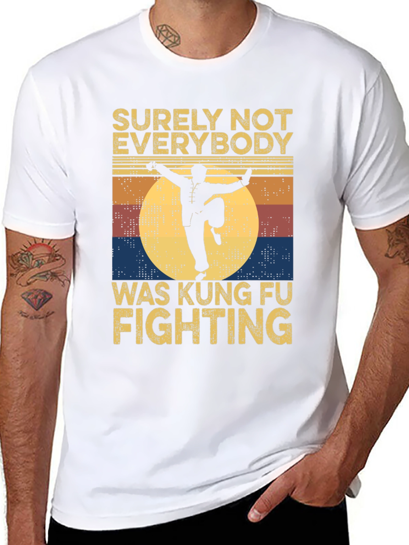 Black Kung Fu Fighting Retro Graphic T-Shirt view 8