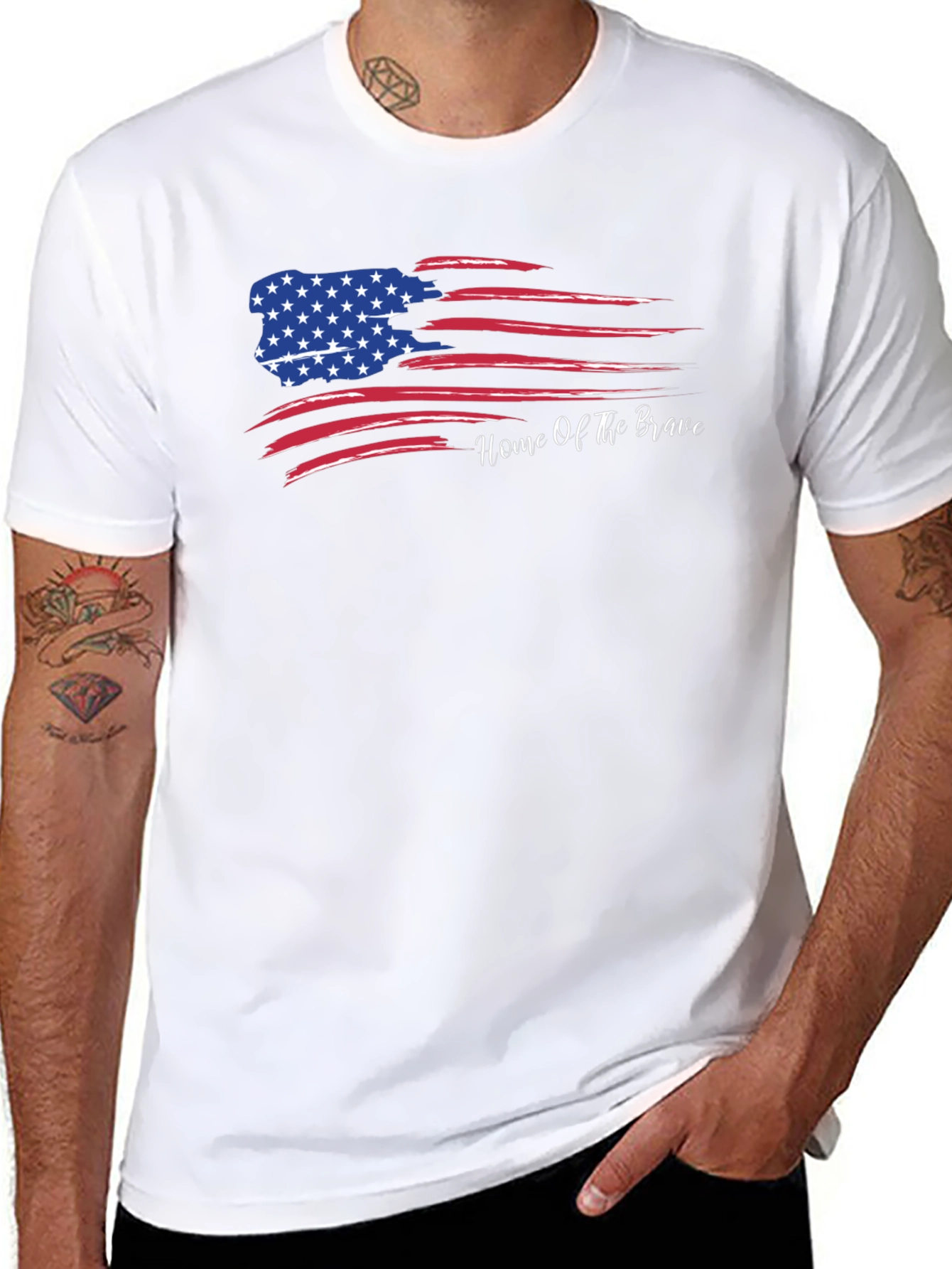 Black Home of the Brave Graphic Tee - Patriotic T-Shirt view 8
