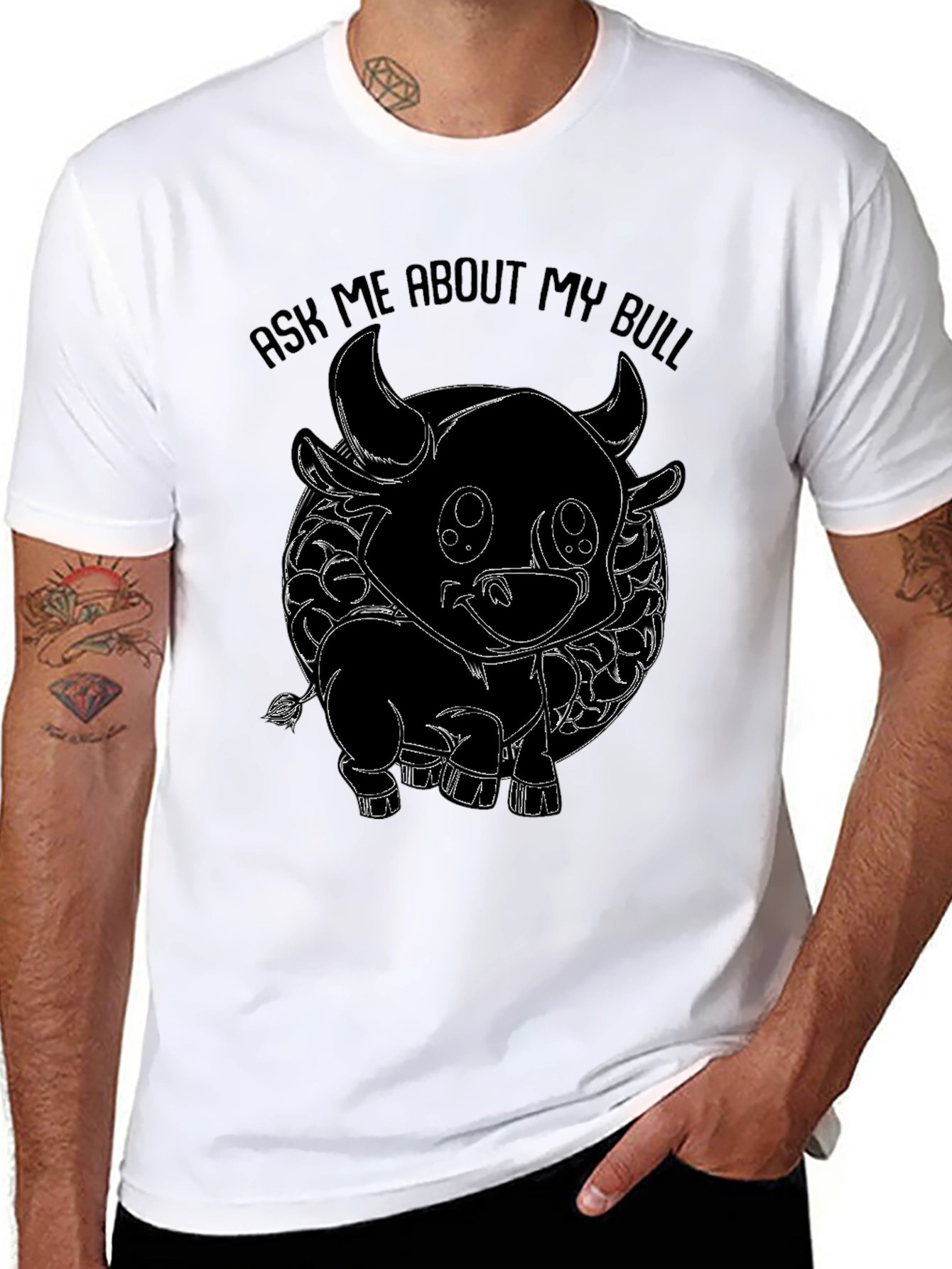 Black Ask Me About My Bull T-Shirt view 8