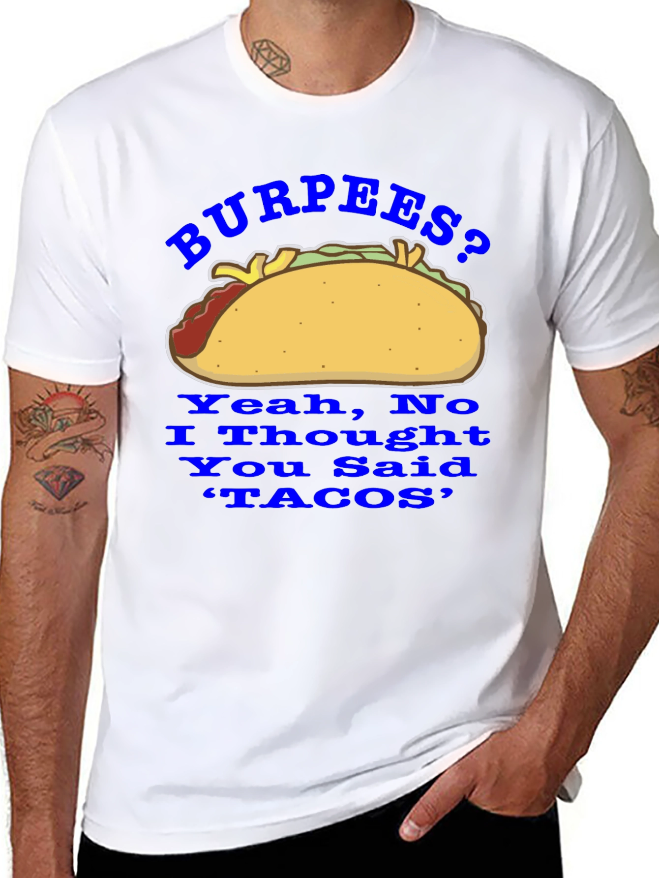 Black Burpees? No, Tacos! Funny Foodie Graphic Tee view 8