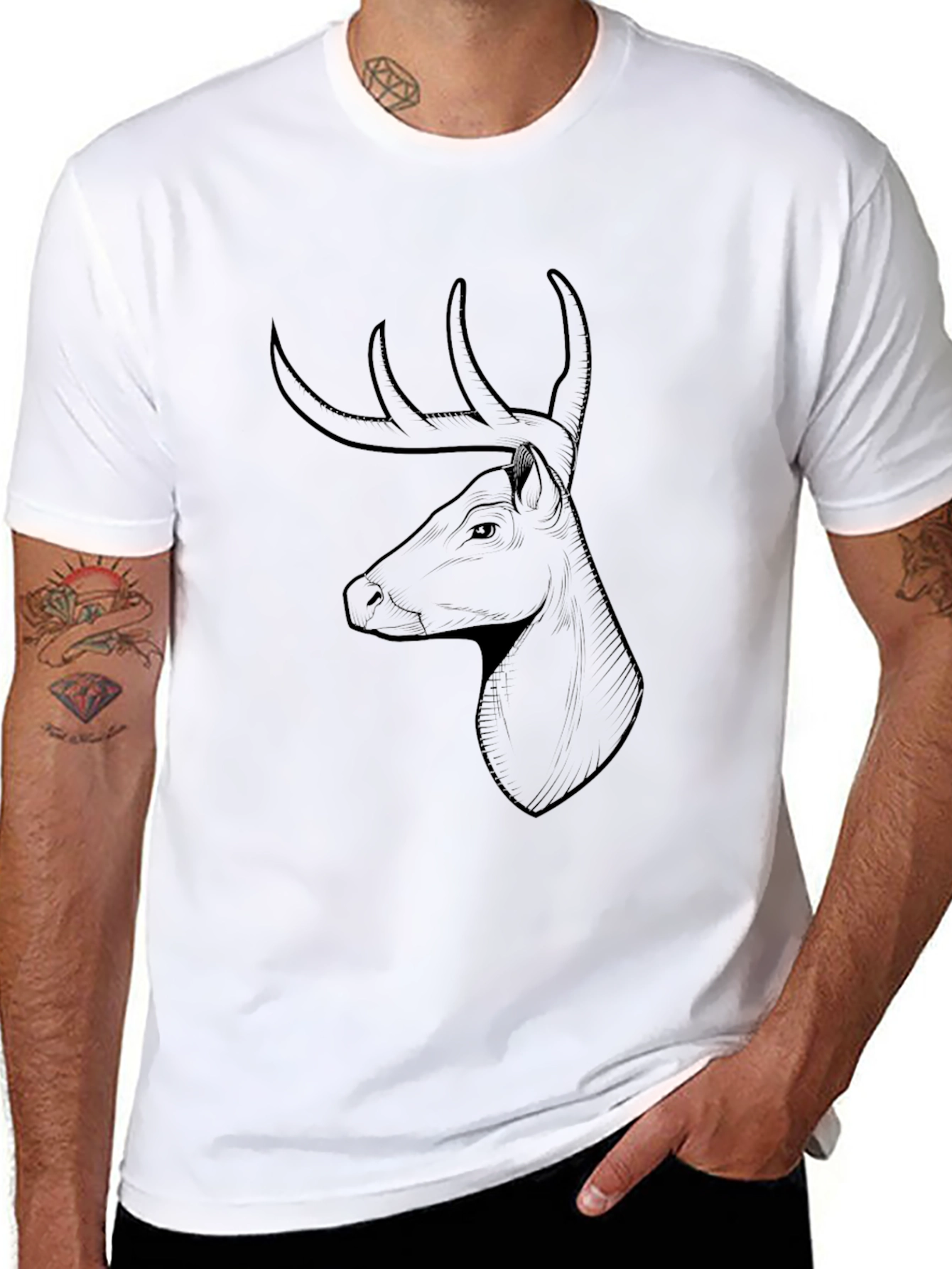 Black Men's Black Deer Graphic Tee view 8