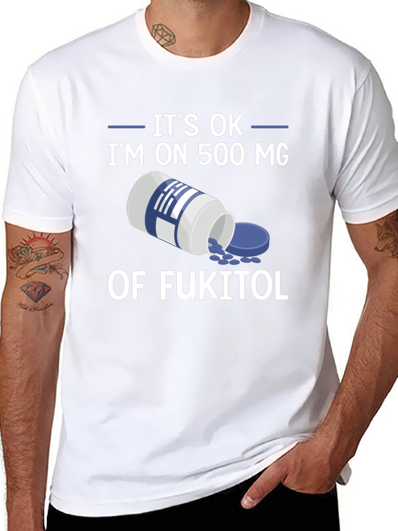 Black It's OK I'm on Fukitol T-Shirt view 8