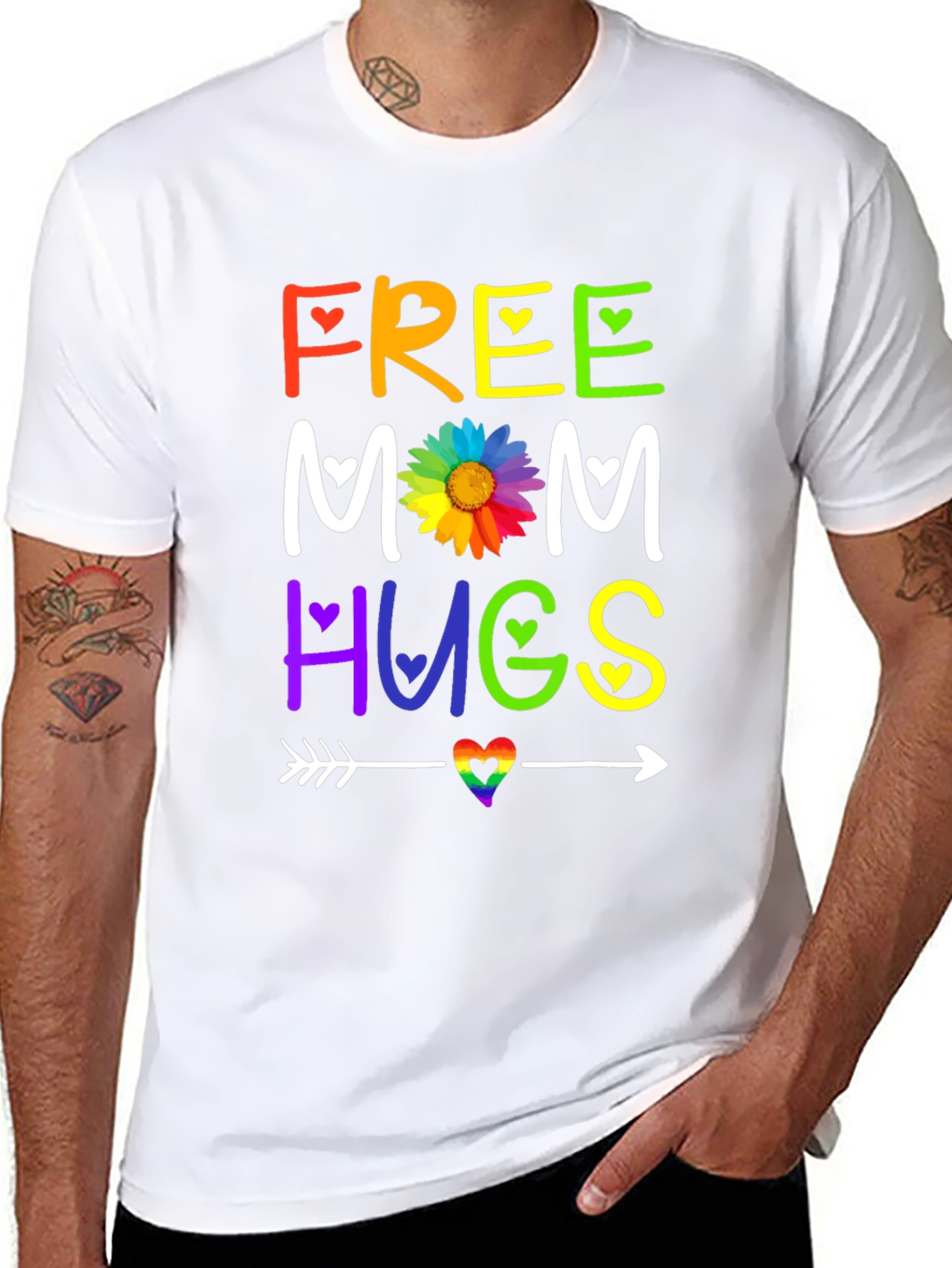 Black Free Mom Hugs T-Shirt - Rainbow Pride view 8