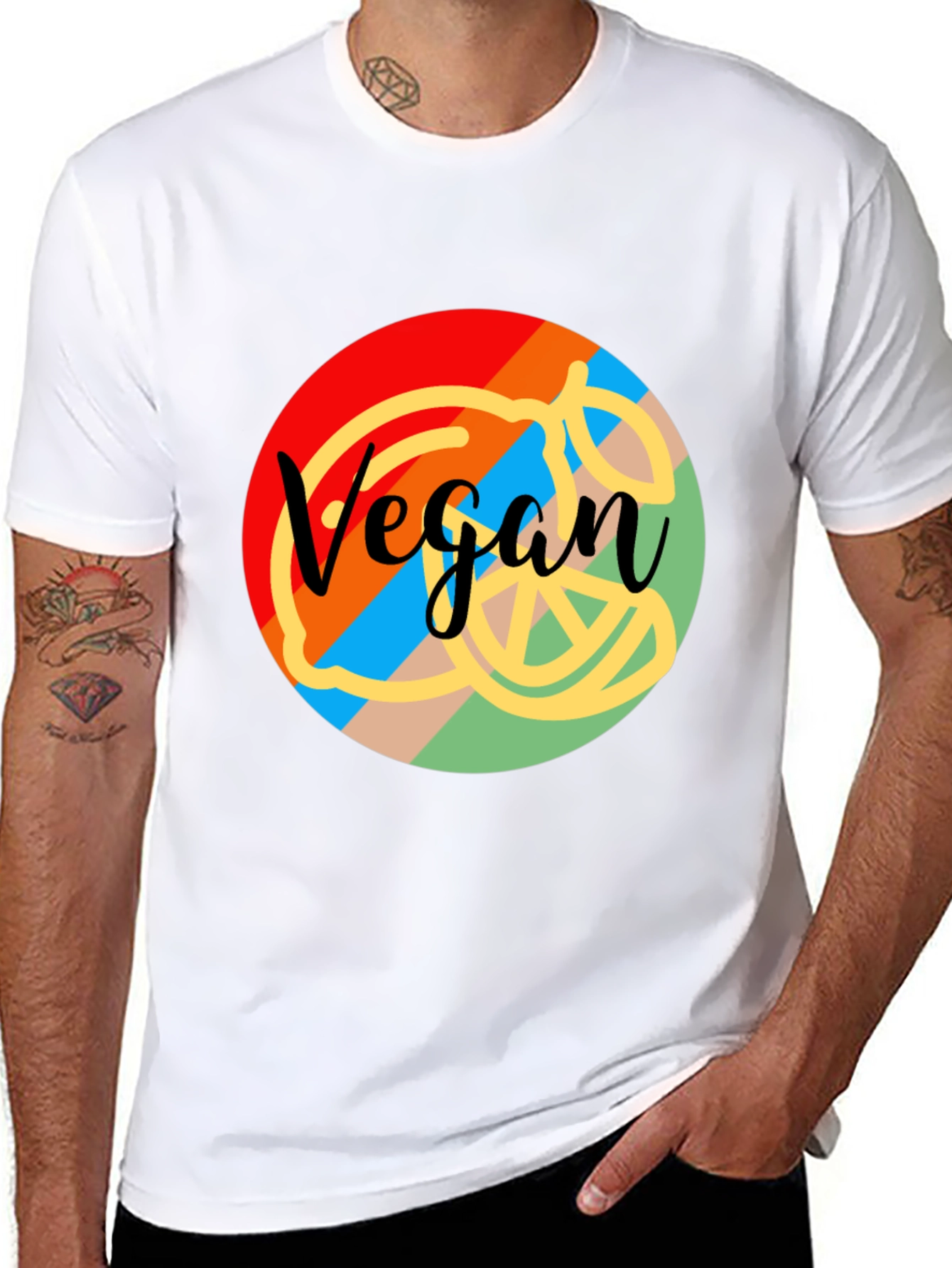 Black Vegan Graphic Tee - Colorful Design view 8