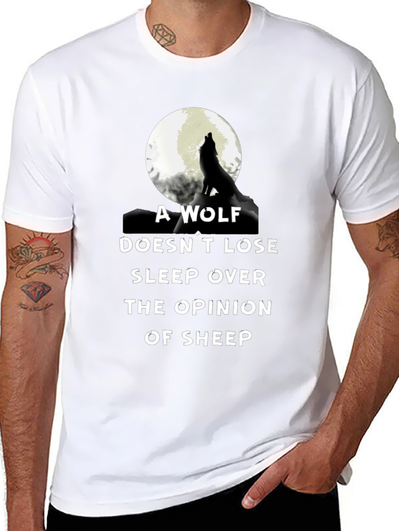 Black Wolf Opinion Graphic Tee - Black Cotton Comfort view 8