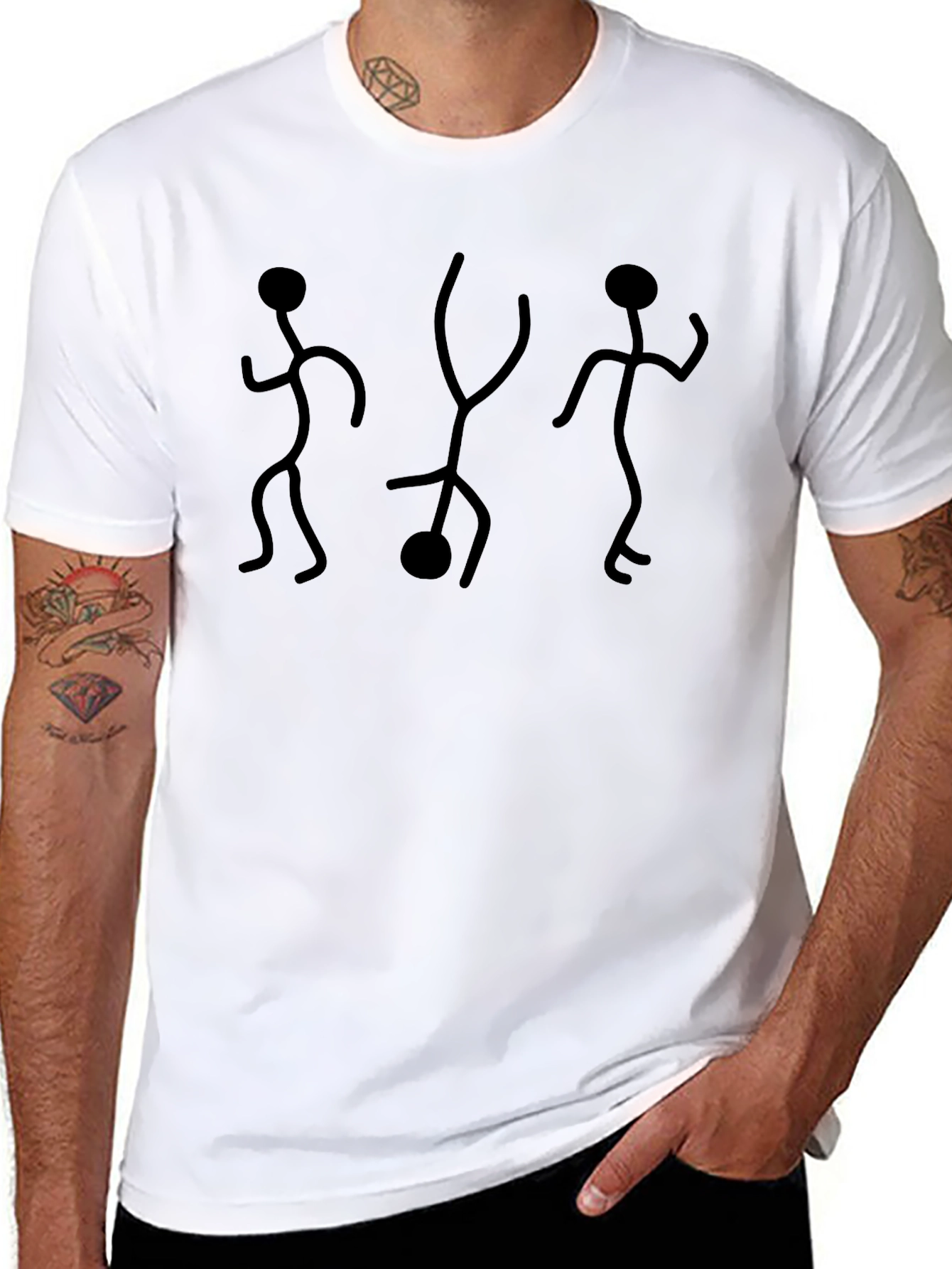 Black Stick Figure Dance Graphic Tee - Black view 8