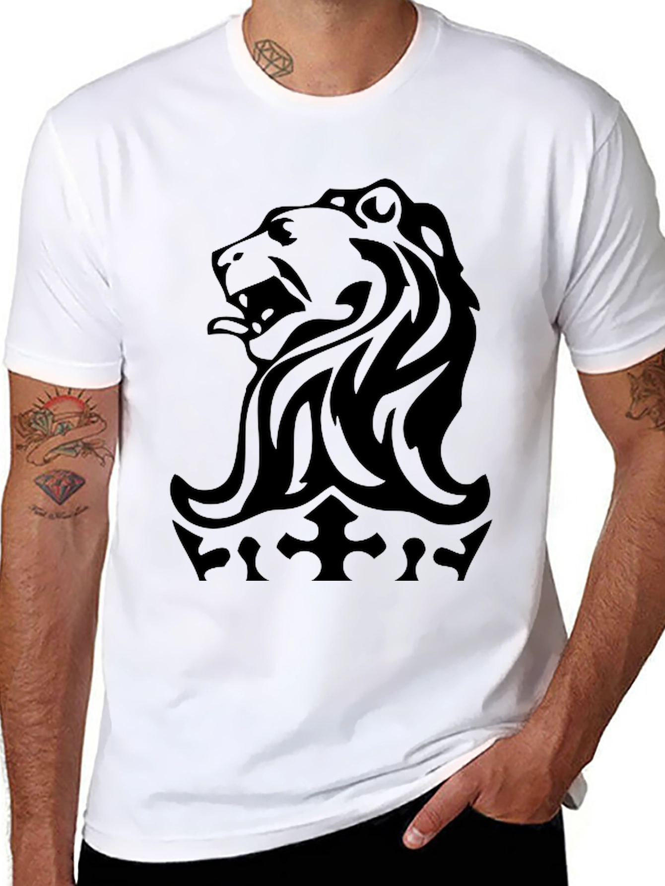 Black Lion Crest Black Graphic Tee view 8