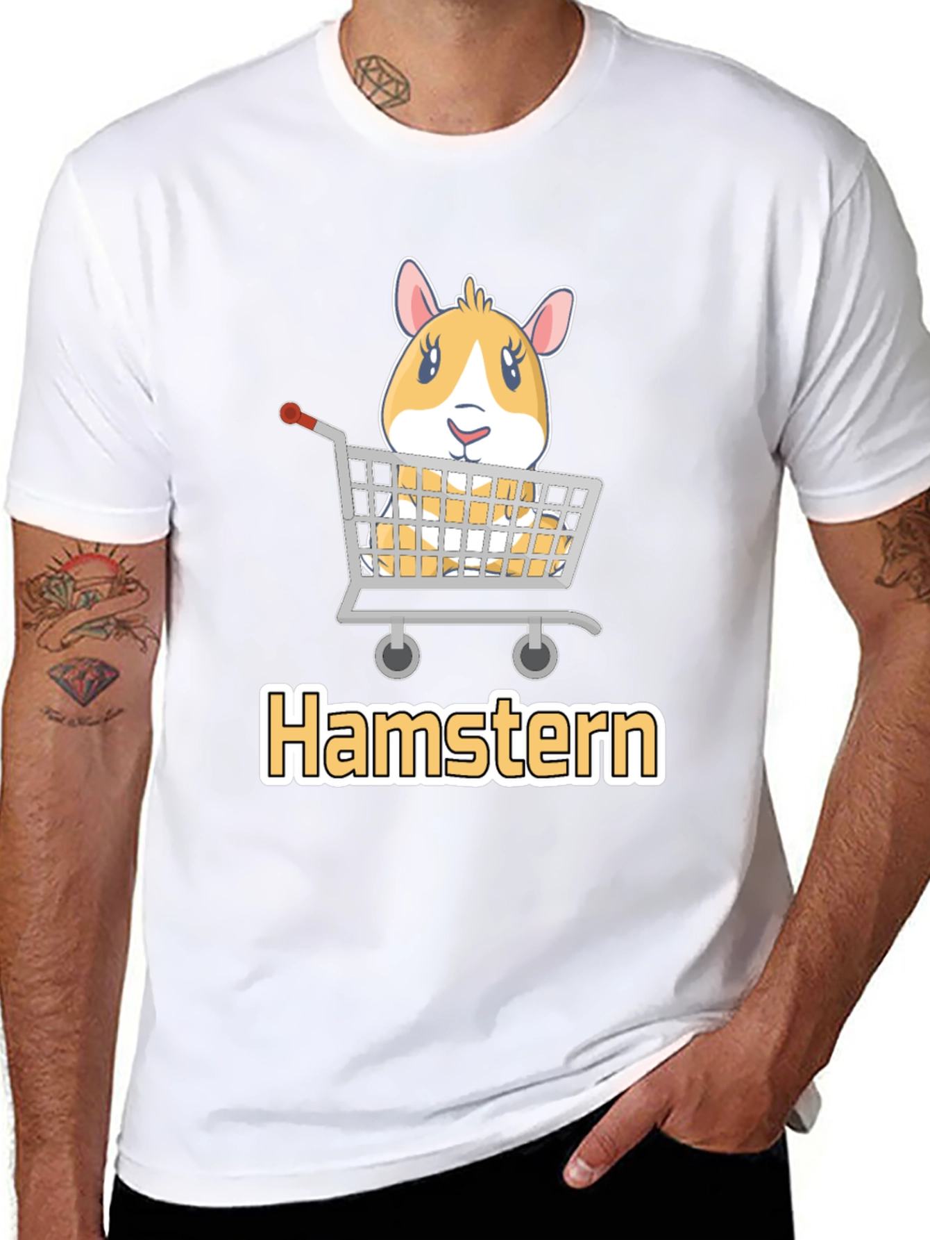 Black Hamstern T-Shirt: Cute Hamster in Shopping Cart Tee view 8
