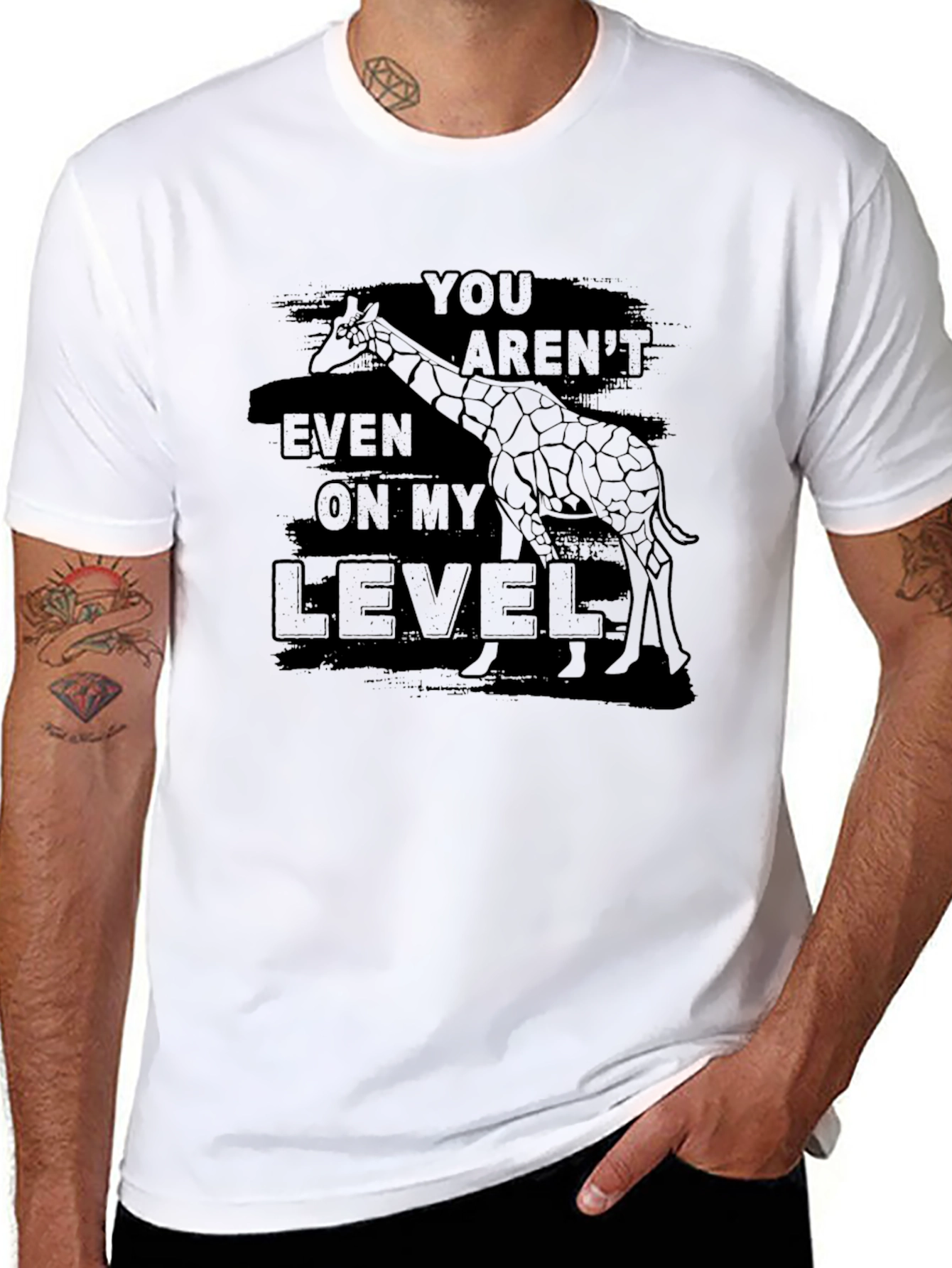 Black Giraffe Level T-Shirt - Funny Sarcastic Tee view 8