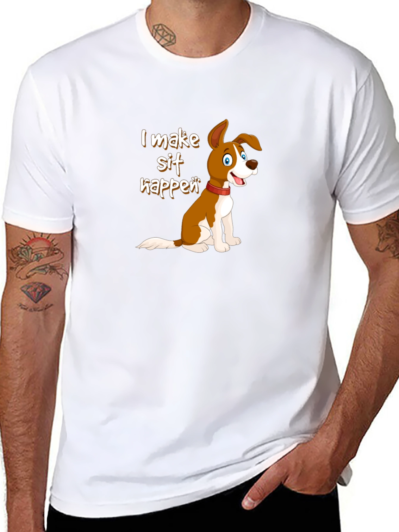 Black I Make Sit Happen Dog T-Shirt view 8
