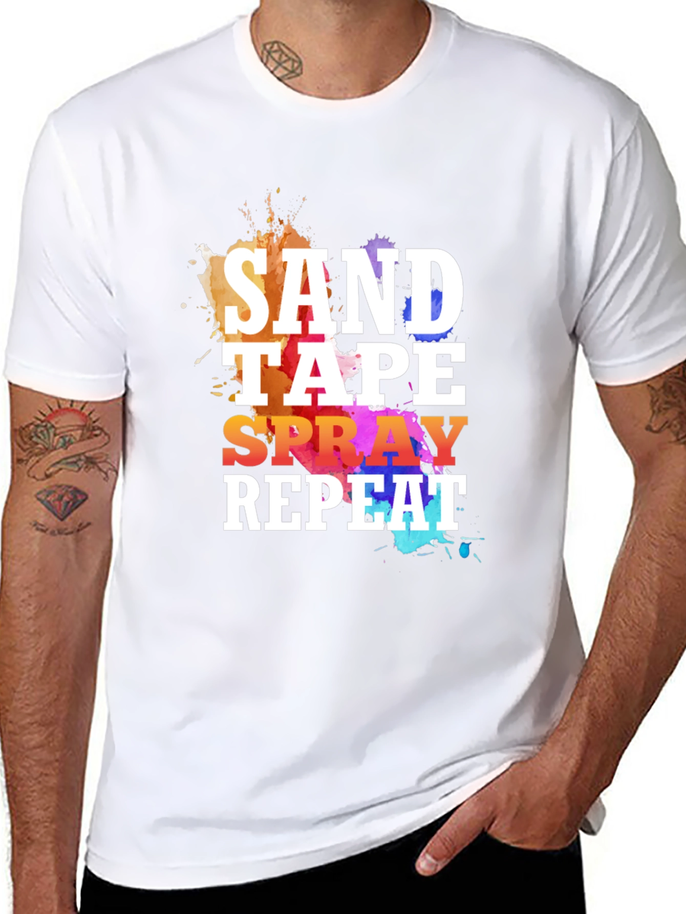 Sand Tape Spray Repeat T-Shirt - DIY Painter Shirt - 8
