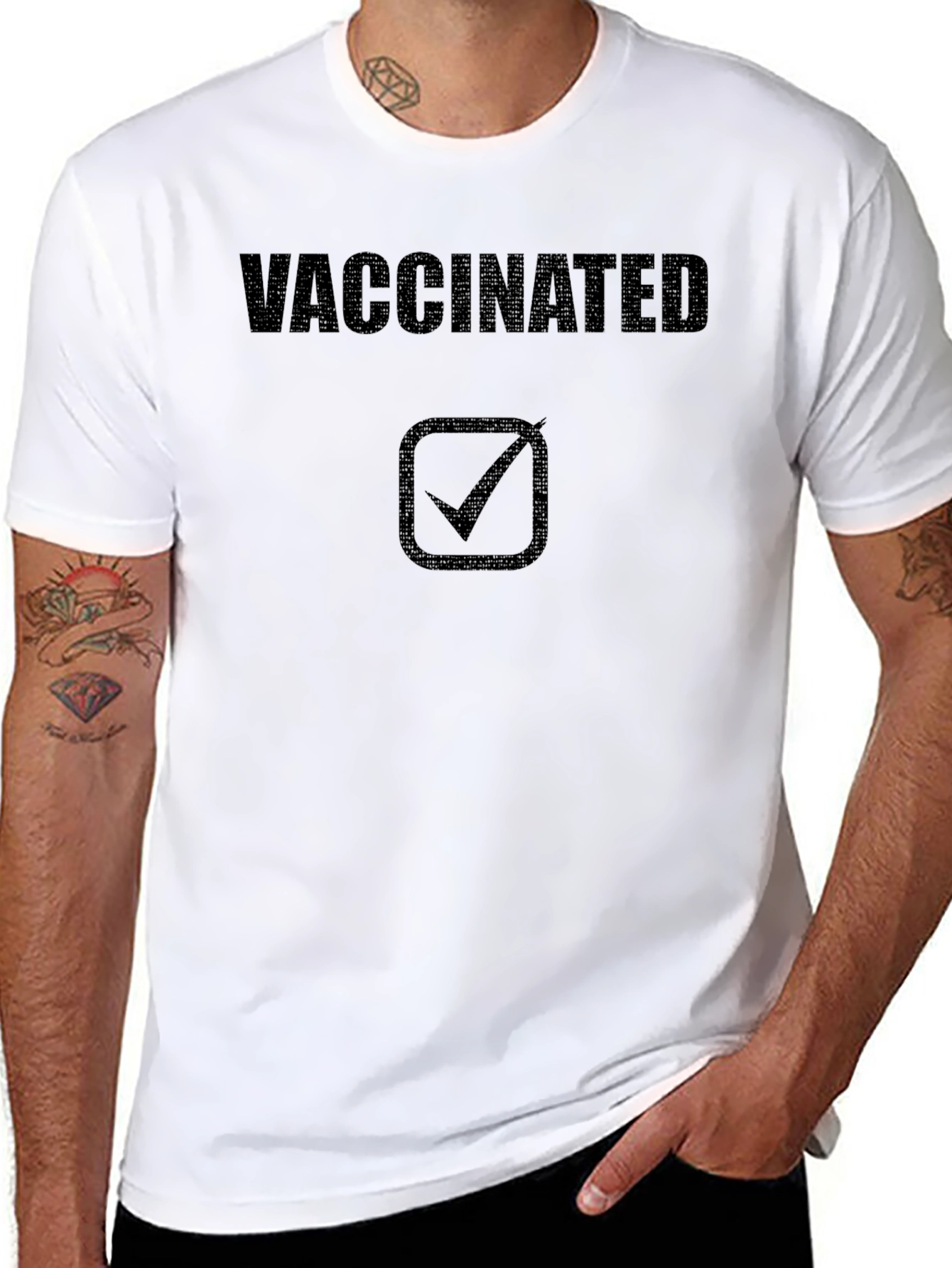 Black Vaccinated Checkmark T-Shirt - Stand for Public Health! view 8