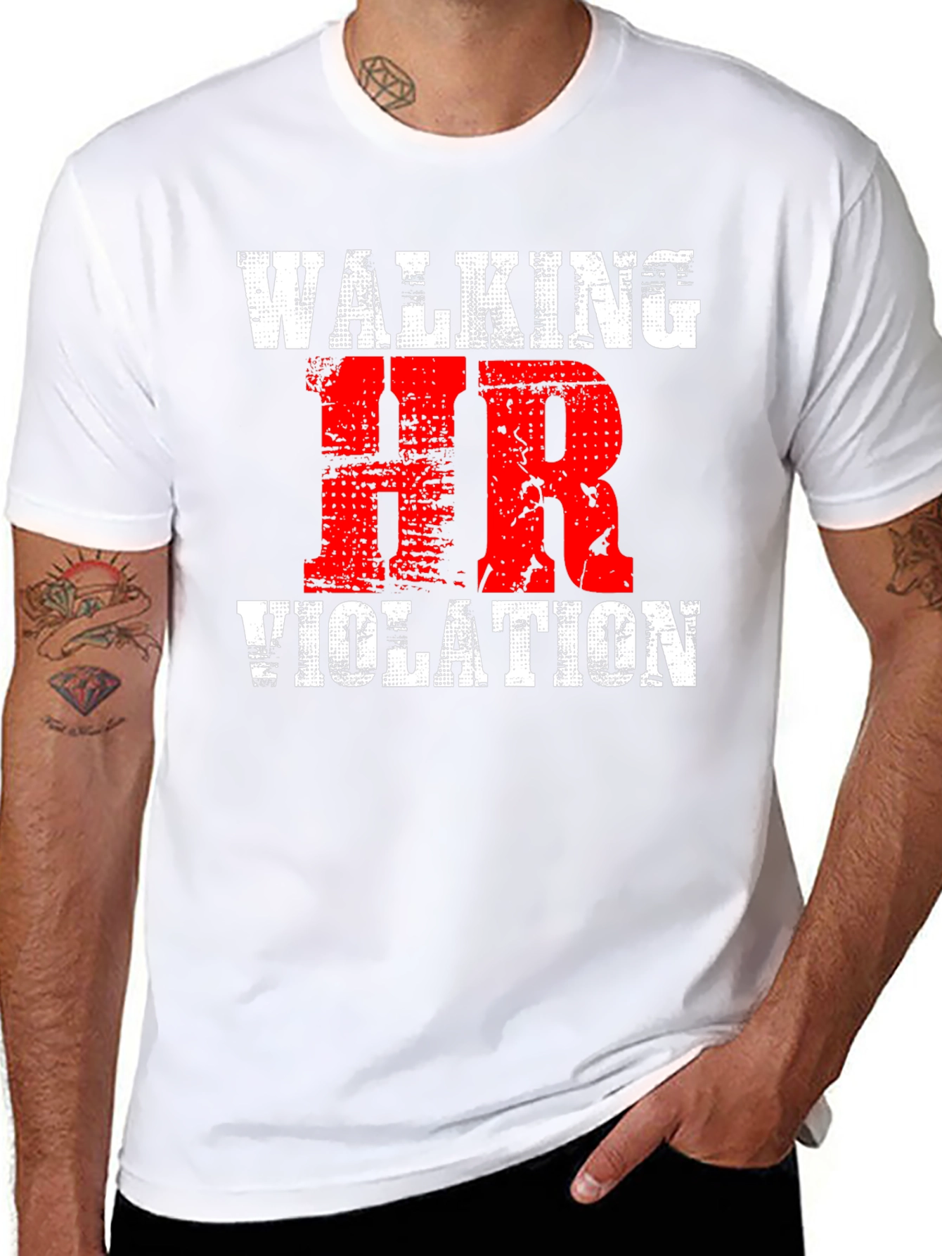 Black Walking HR Violation Novelty Graphic T-Shirt view 8