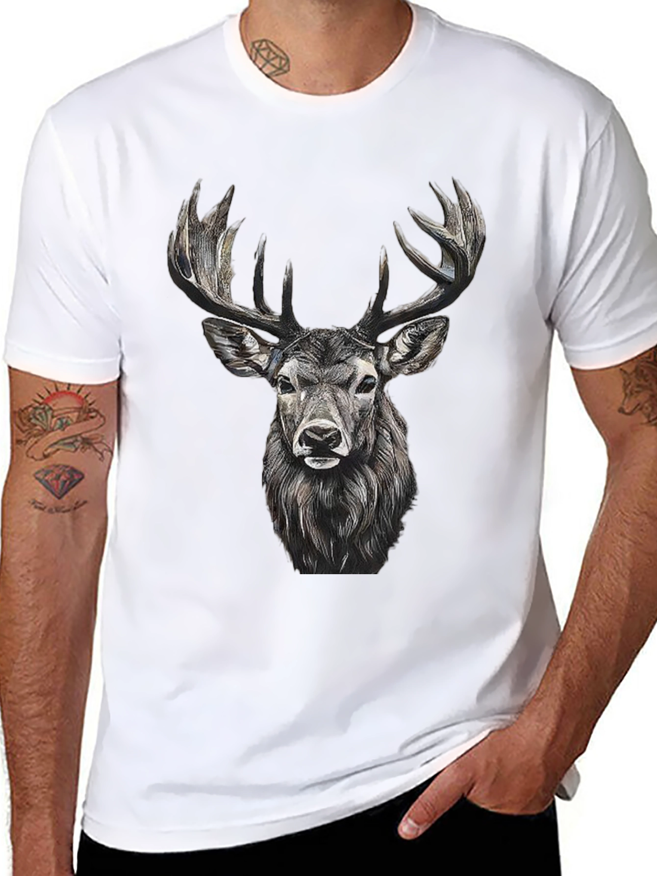 Black Deer Graphic Tee - Black Cotton Blend view 8
