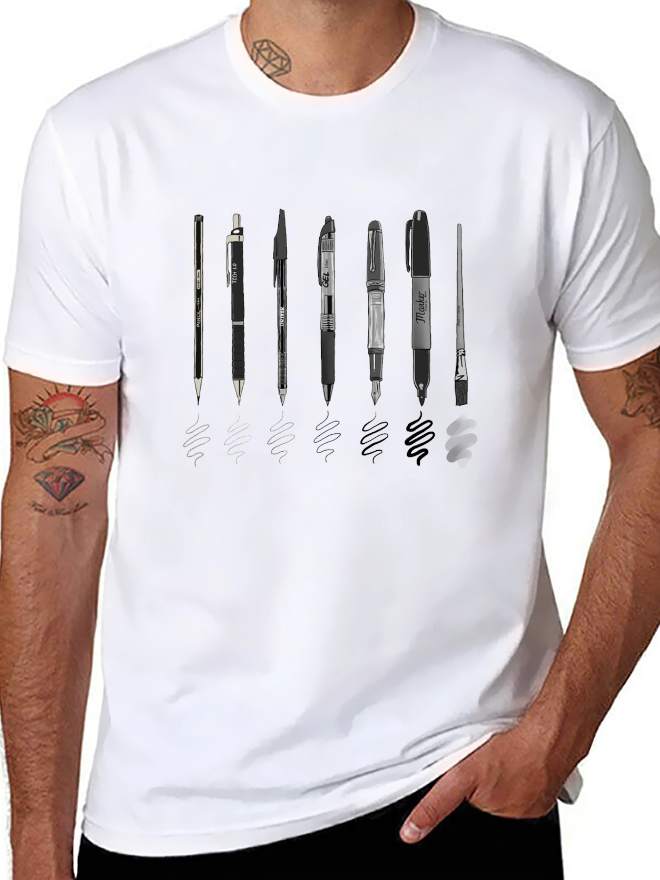 Black Artist's Tools Graphic Tee - Black Cotton Blend Shirt view 8