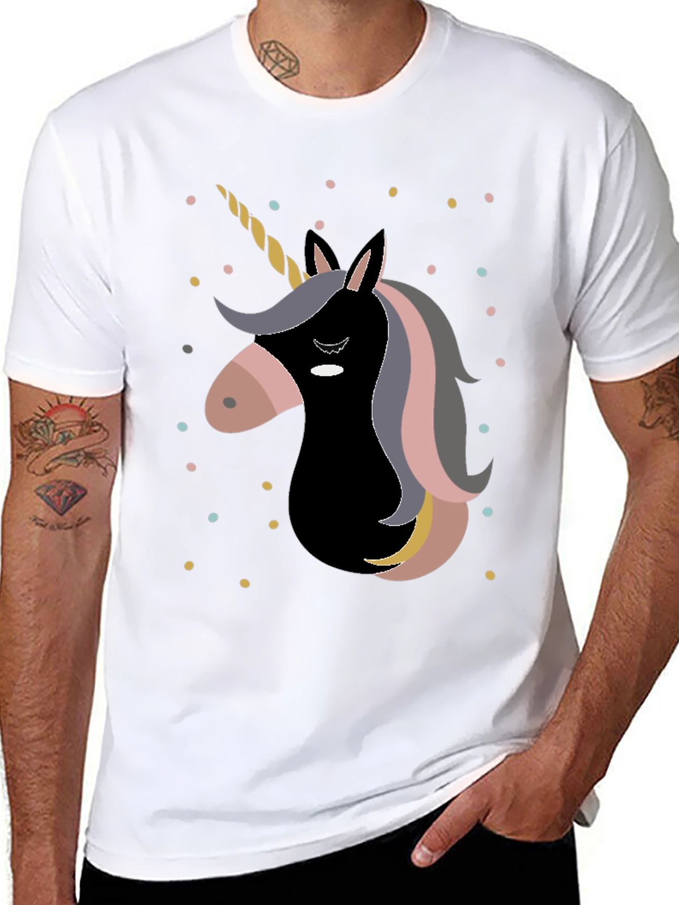 Black Unicorn Graphic Print Black T-Shirt view 8