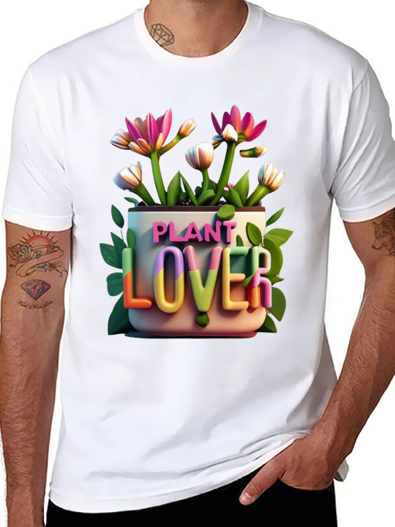 Black Plant Lover Graphic Tee - Black Cotton T-Shirt view 8