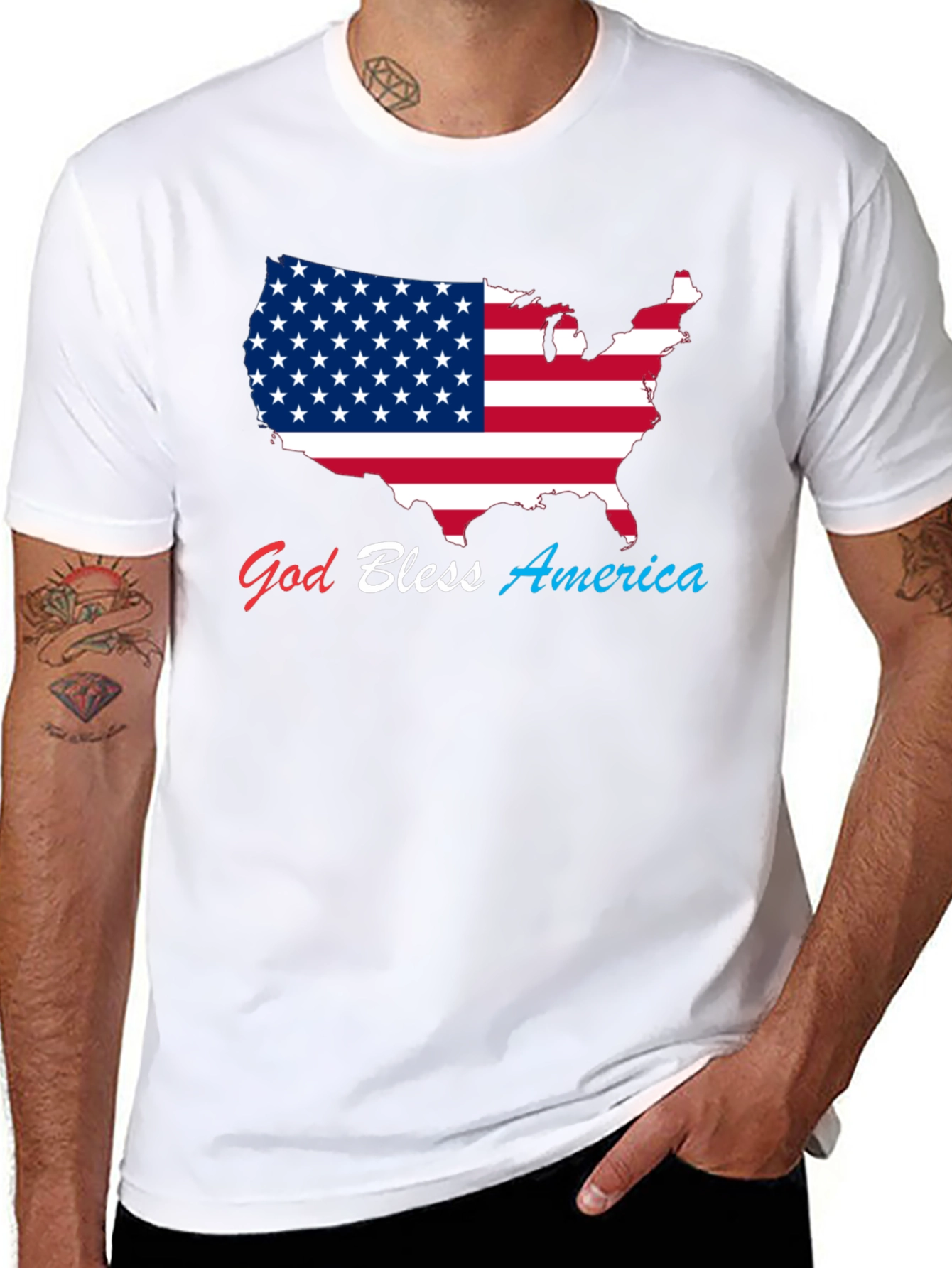 Black God Bless America USA Flag Patriotic T-Shirt view 8