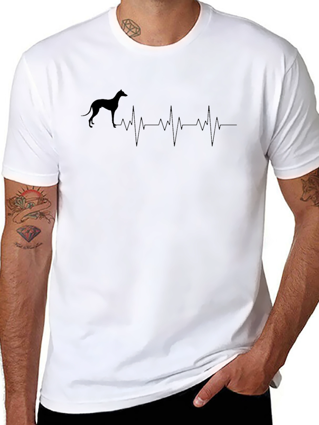 Black Greyhound Heartbeat T-Shirt - Dog Lover Tee view 8