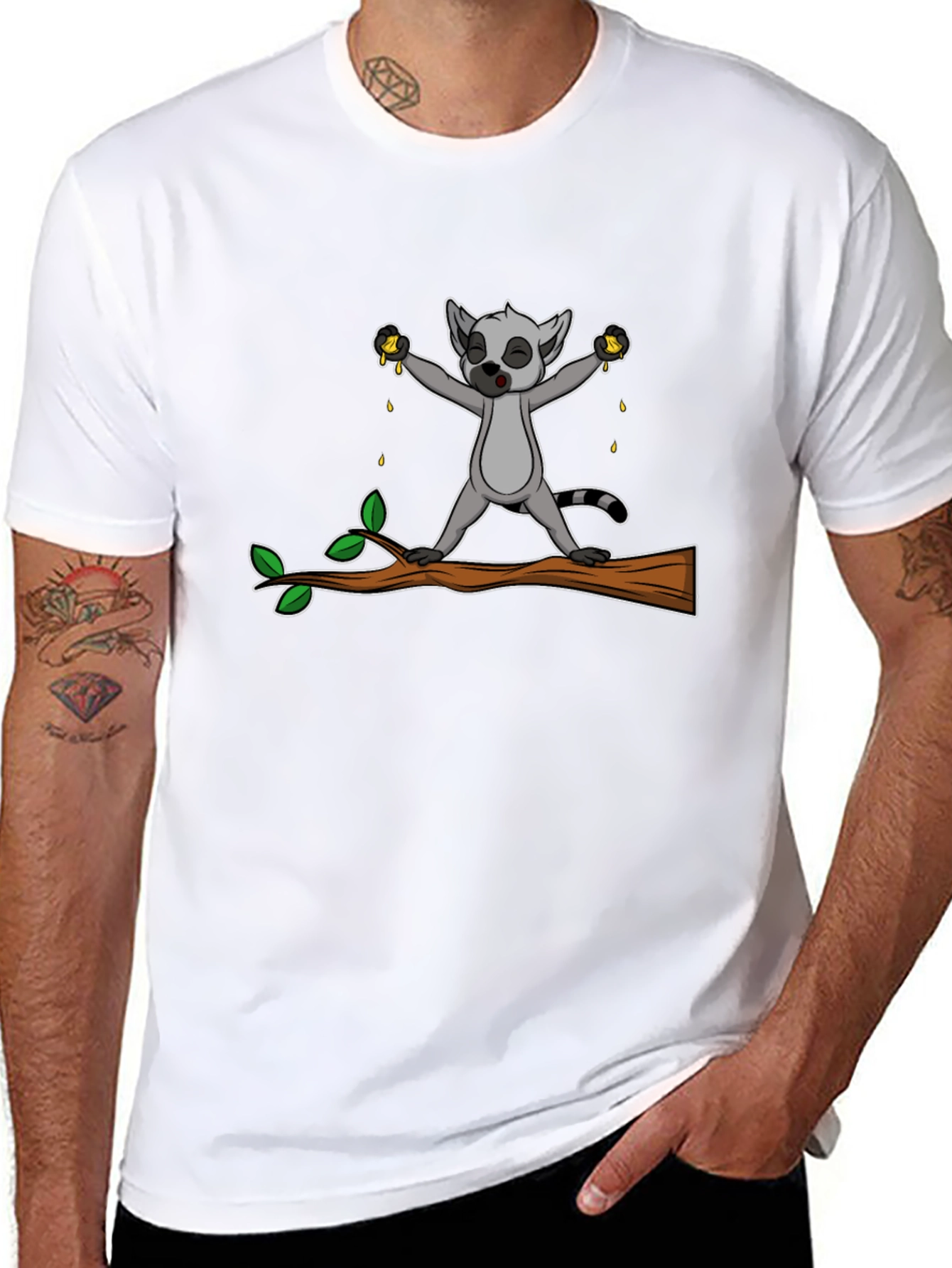 Black Lemur Squeezing Fruit Graphic Tee view 8