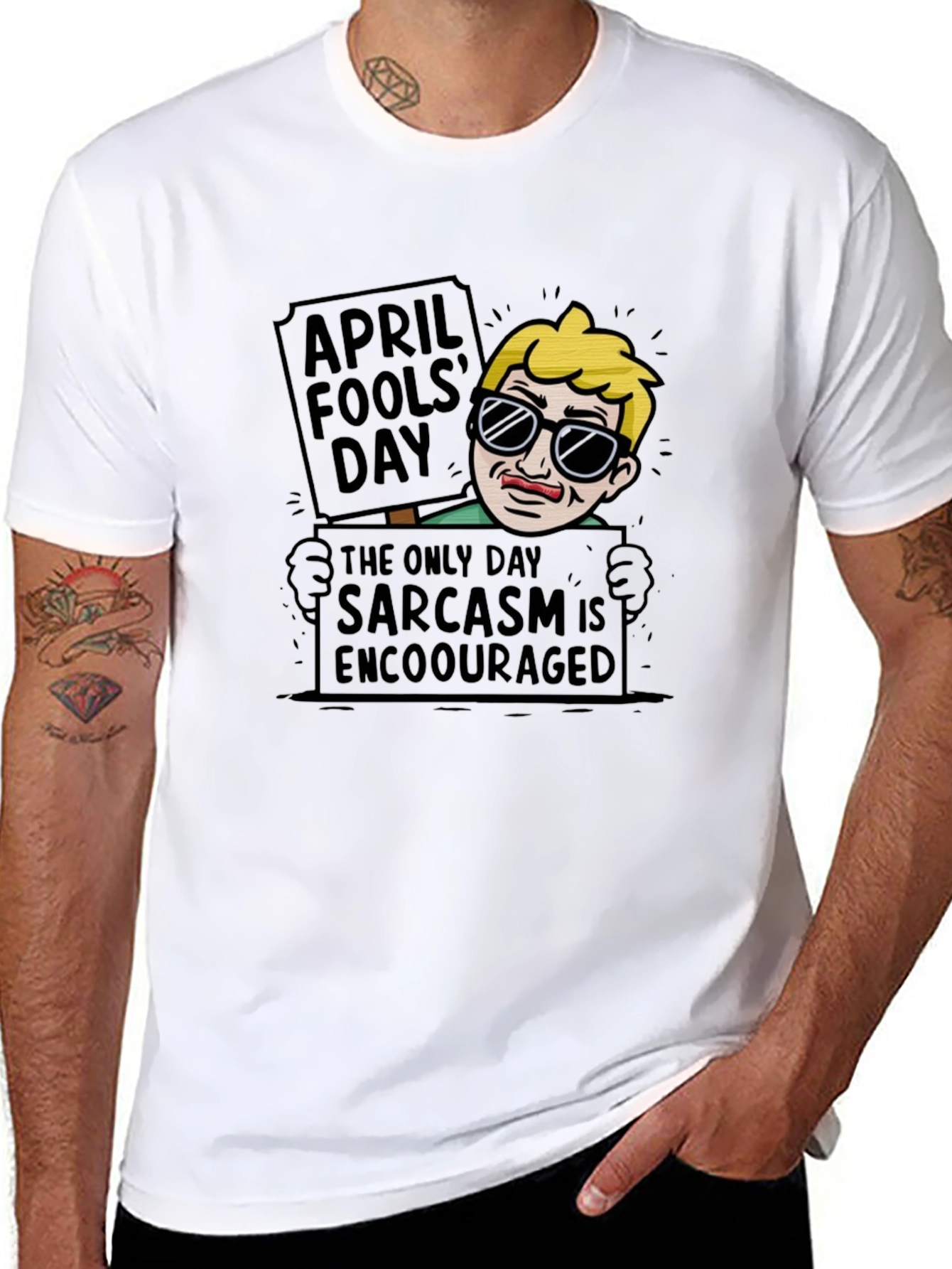 Black April Fool's Day Sarcasm T-Shirt view 8