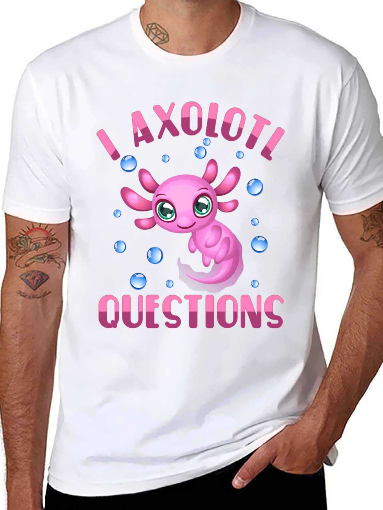 Black I Axolotl Questions Black T-Shirt view 8