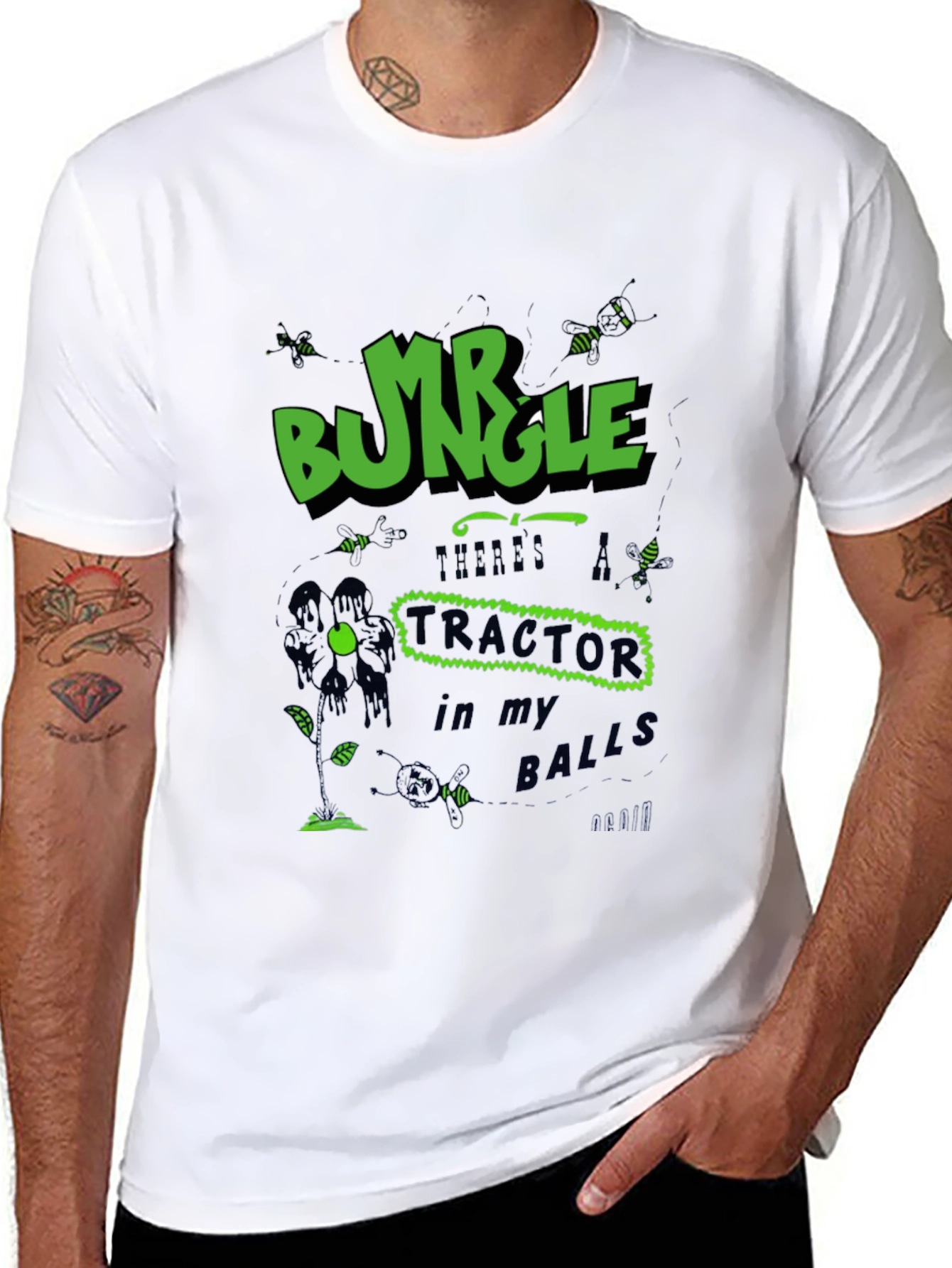 Black Mr. Bungle Tractor Balls T-Shirt view 8