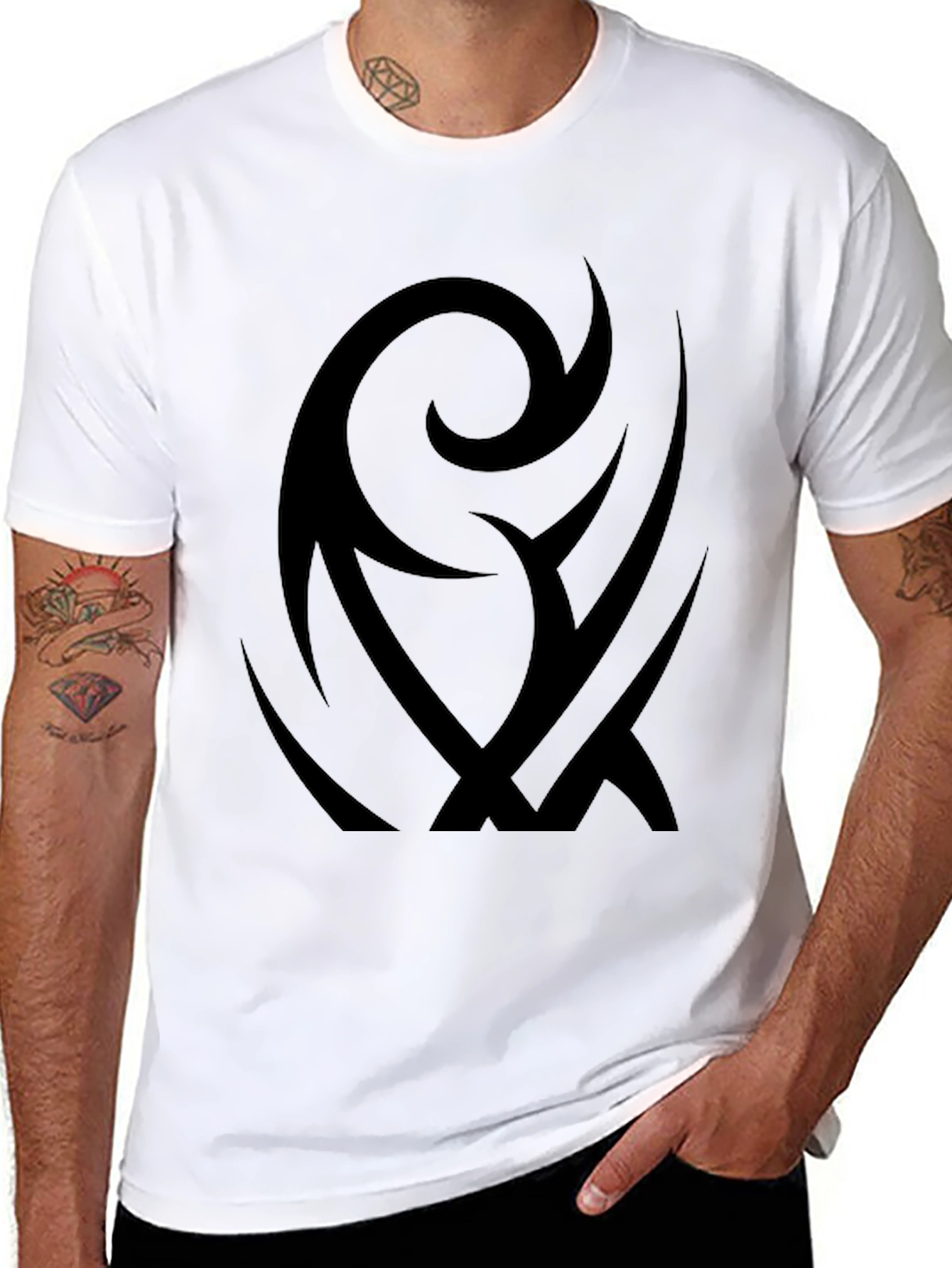 Black Tribal Graphic Black T-Shirt view 8