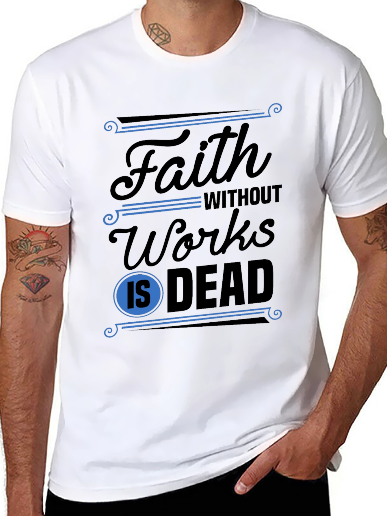 Black Faith Without Works T-Shirt view 8