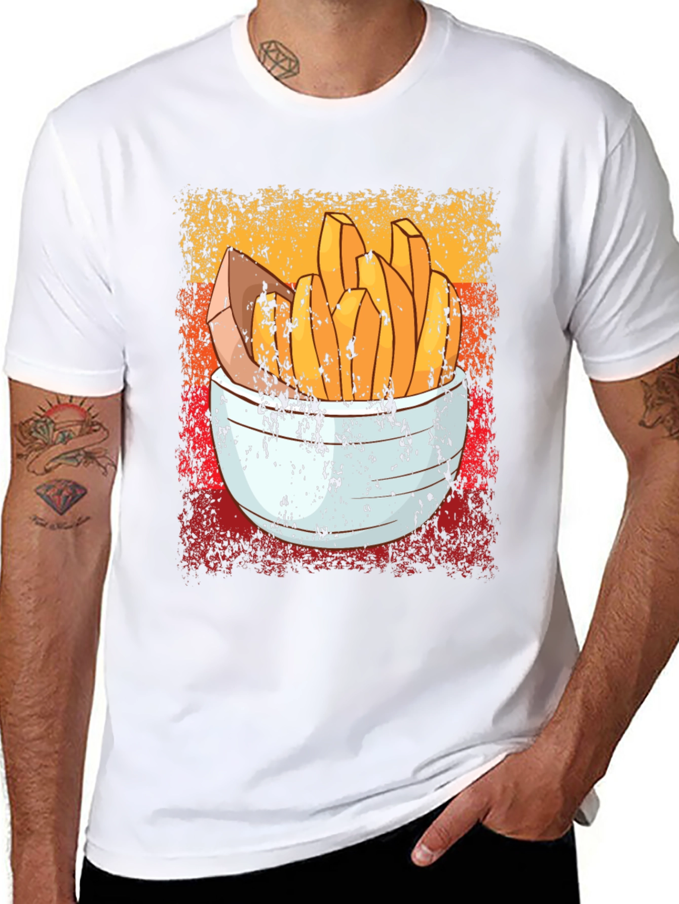 Black Retro French Fries T-Shirt - Vintage Style Food Tee view 8