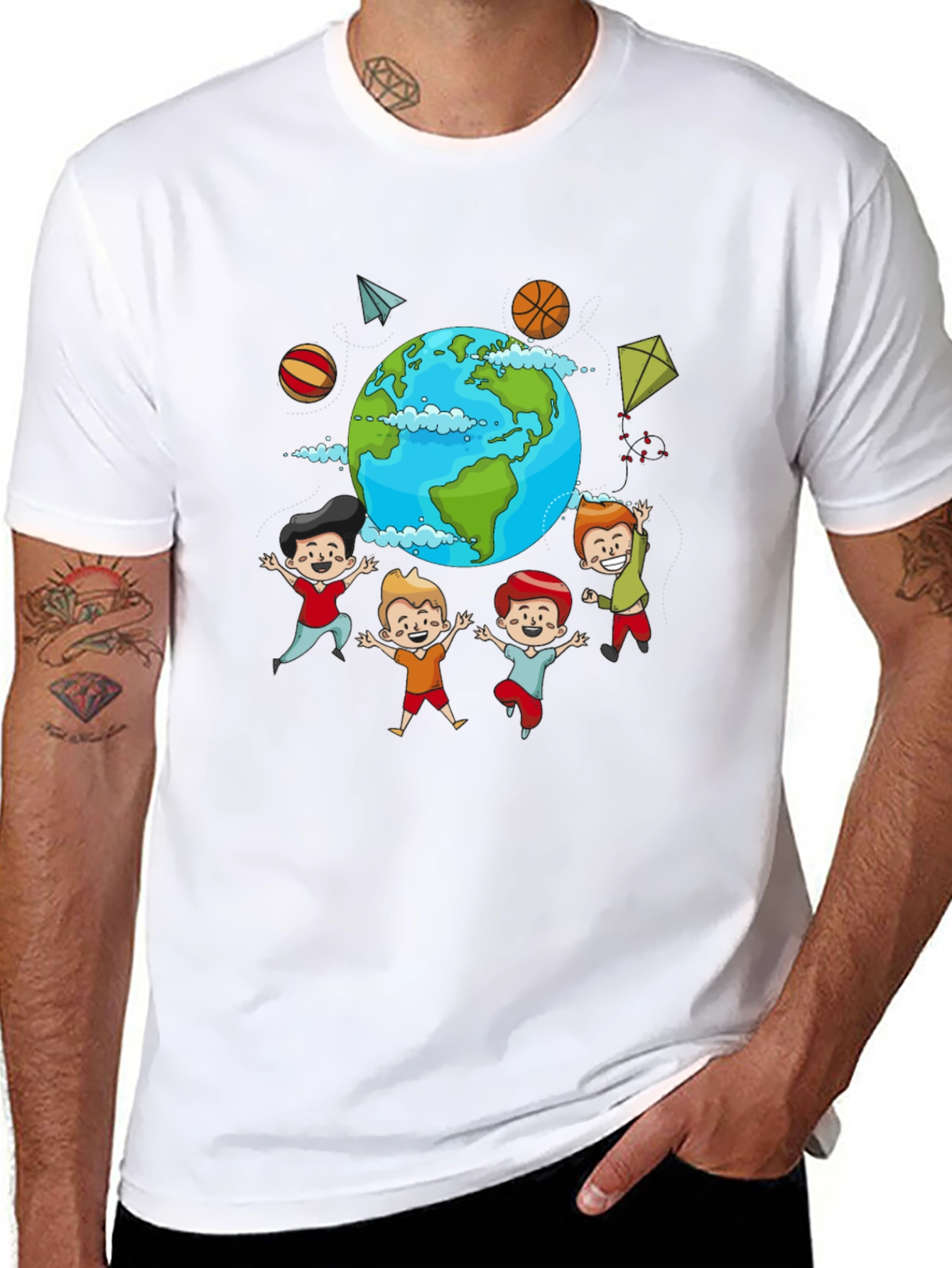 Black Global Kids Graphic T-Shirt - World Friendship Tee view 8