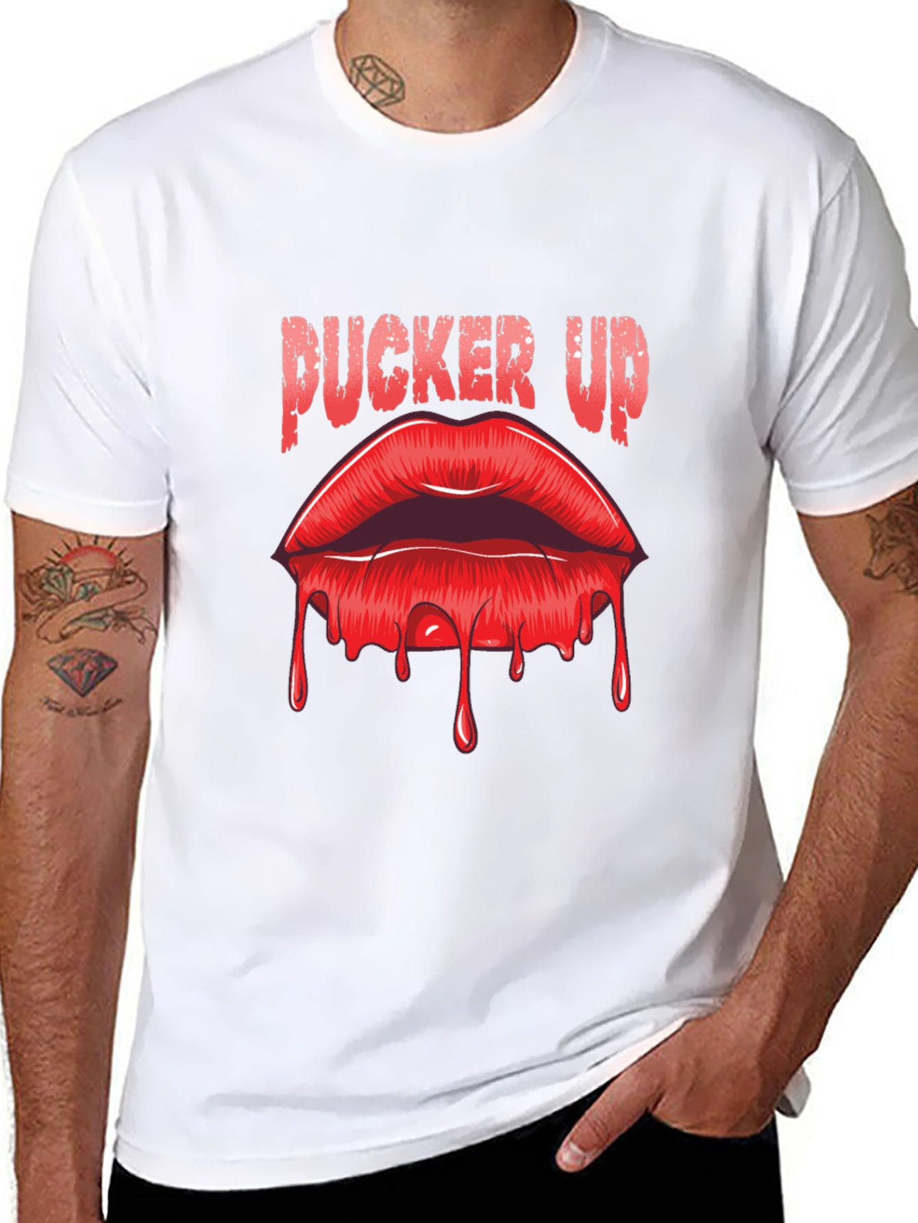 Black Pucker Up Lips Graphic T-Shirt view 8