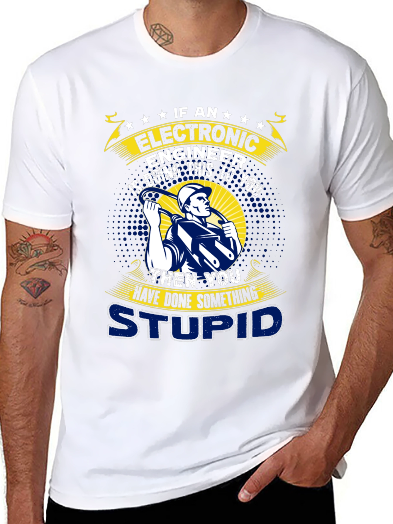 Black Electronic Engineer Funny T-Shirt view 8