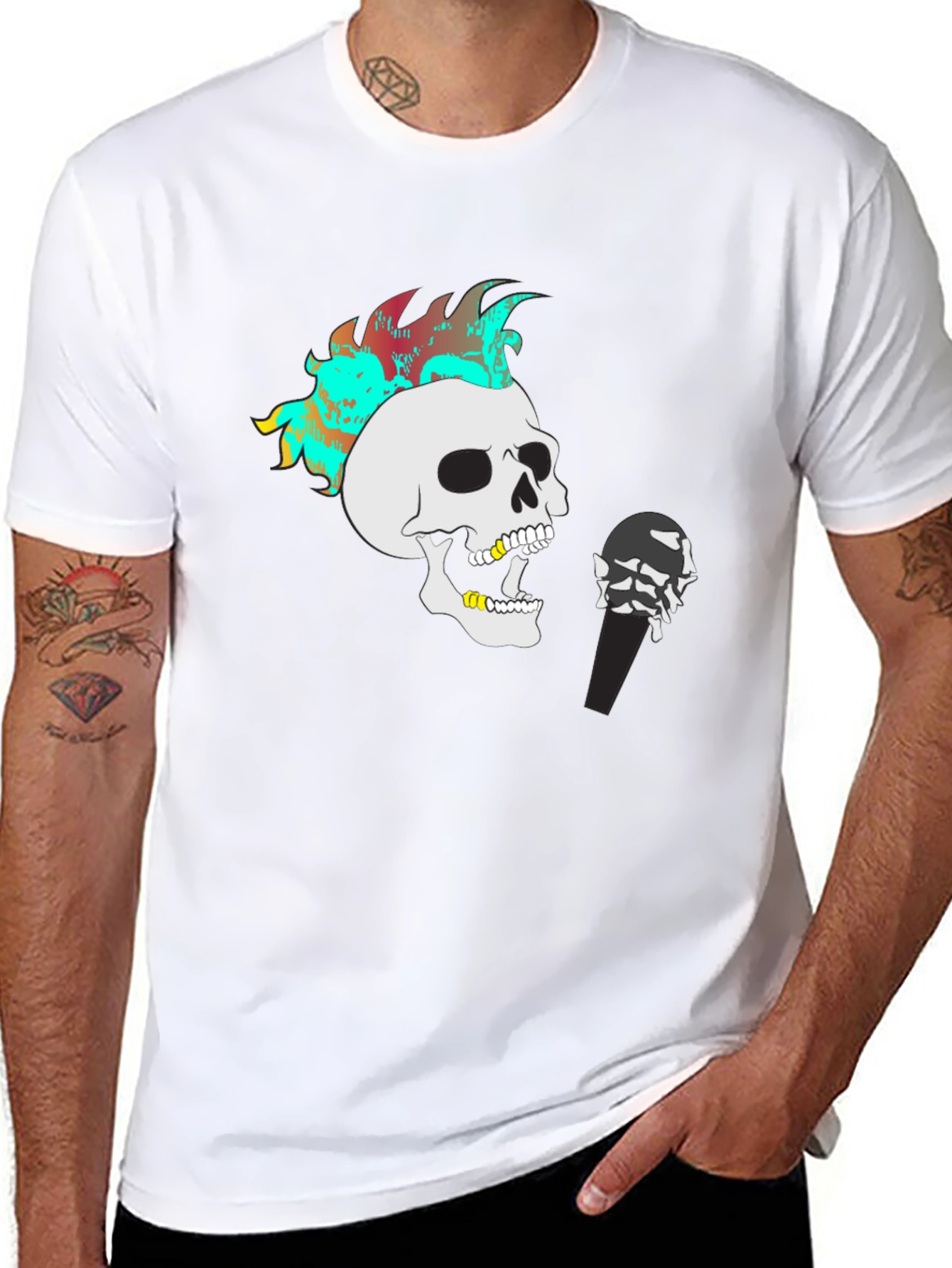 Black Skeleton Singer Graphic T-Shirt view 8