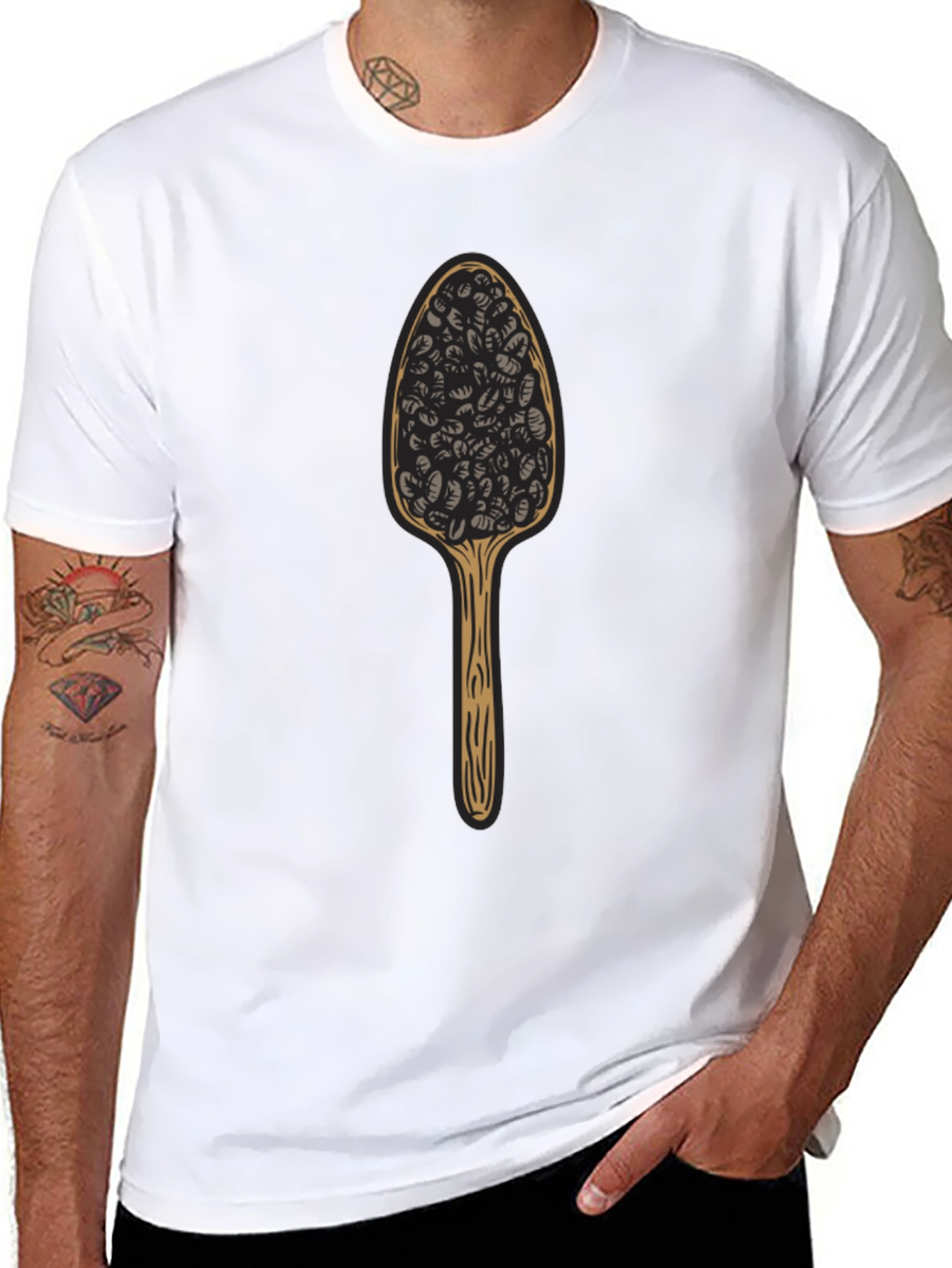 Black Novelty Spoon Black T-Shirt view 8