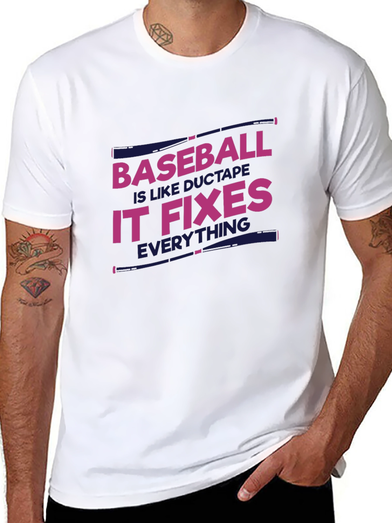 Black Baseball Fixes Everything T-Shirt - Black view 8