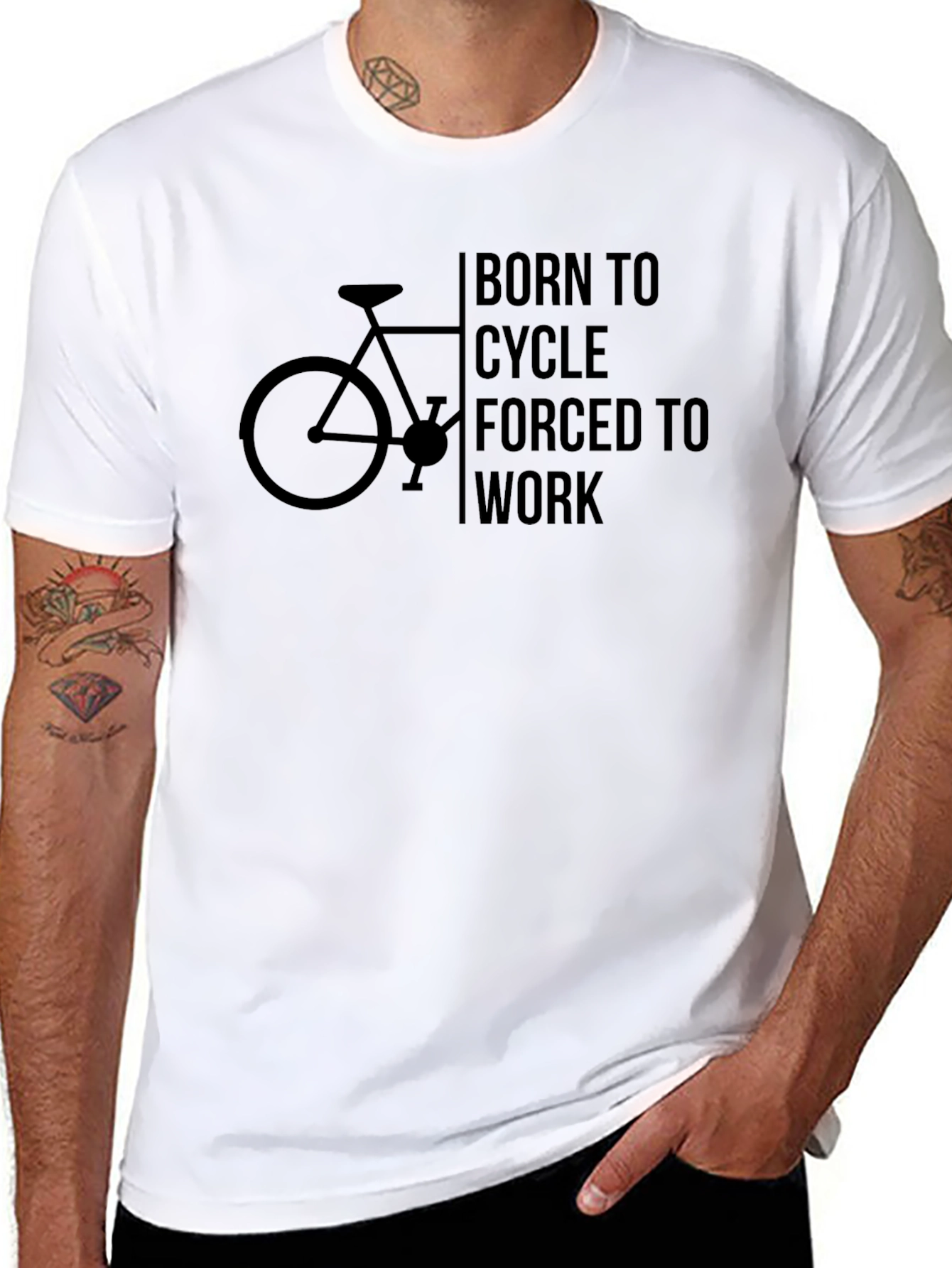 Black Born to Cycle T-Shirt - Black Cotton Blend view 8