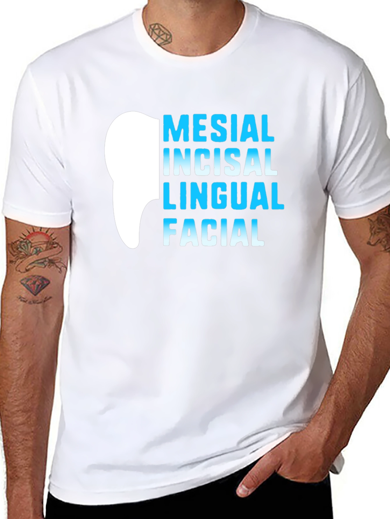 Black Dental Anatomy T-Shirt - Mesial Incisal Lingual Facial - Dentist Gift view 8