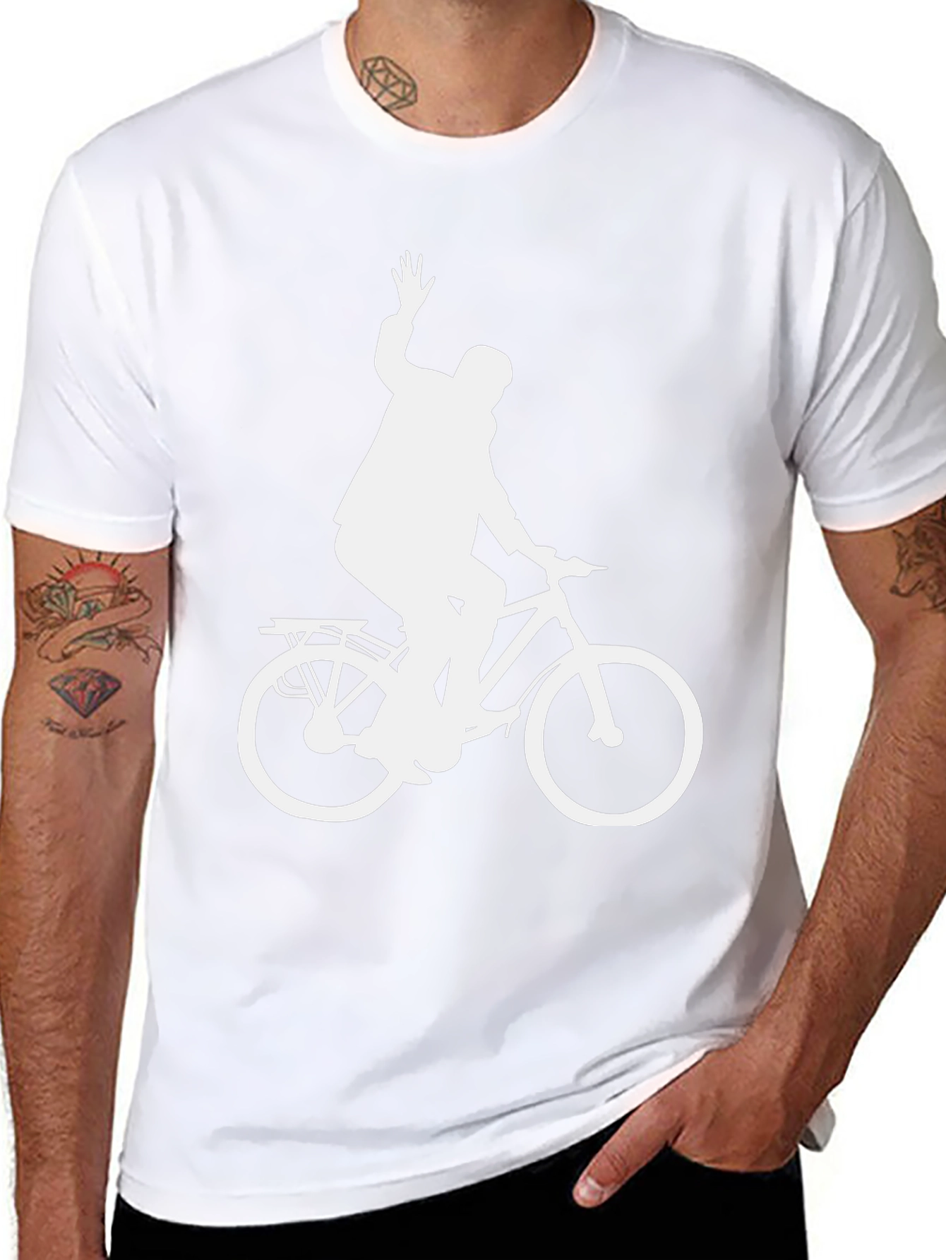 Black Cyclist Graphic T-Shirt - Black Cotton Tee view 8