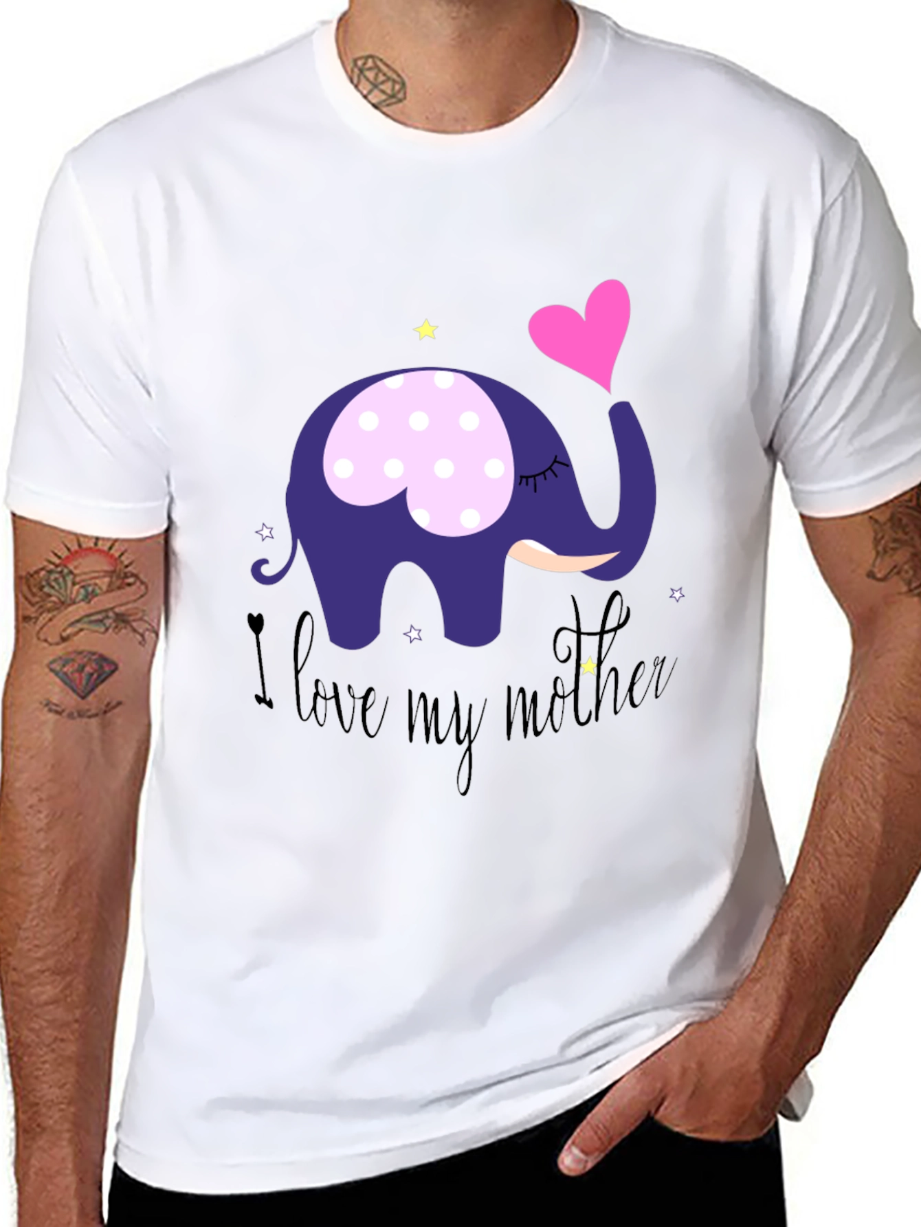 Black I Love My Mother Elephant T-Shirt - Soft Cotton Tee view 8