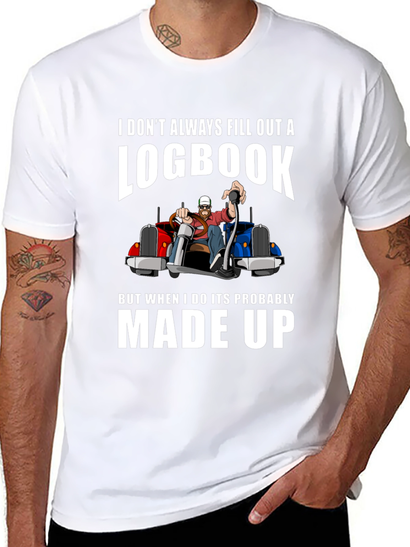 Black Funny Trucker Logbook T-Shirt view 8