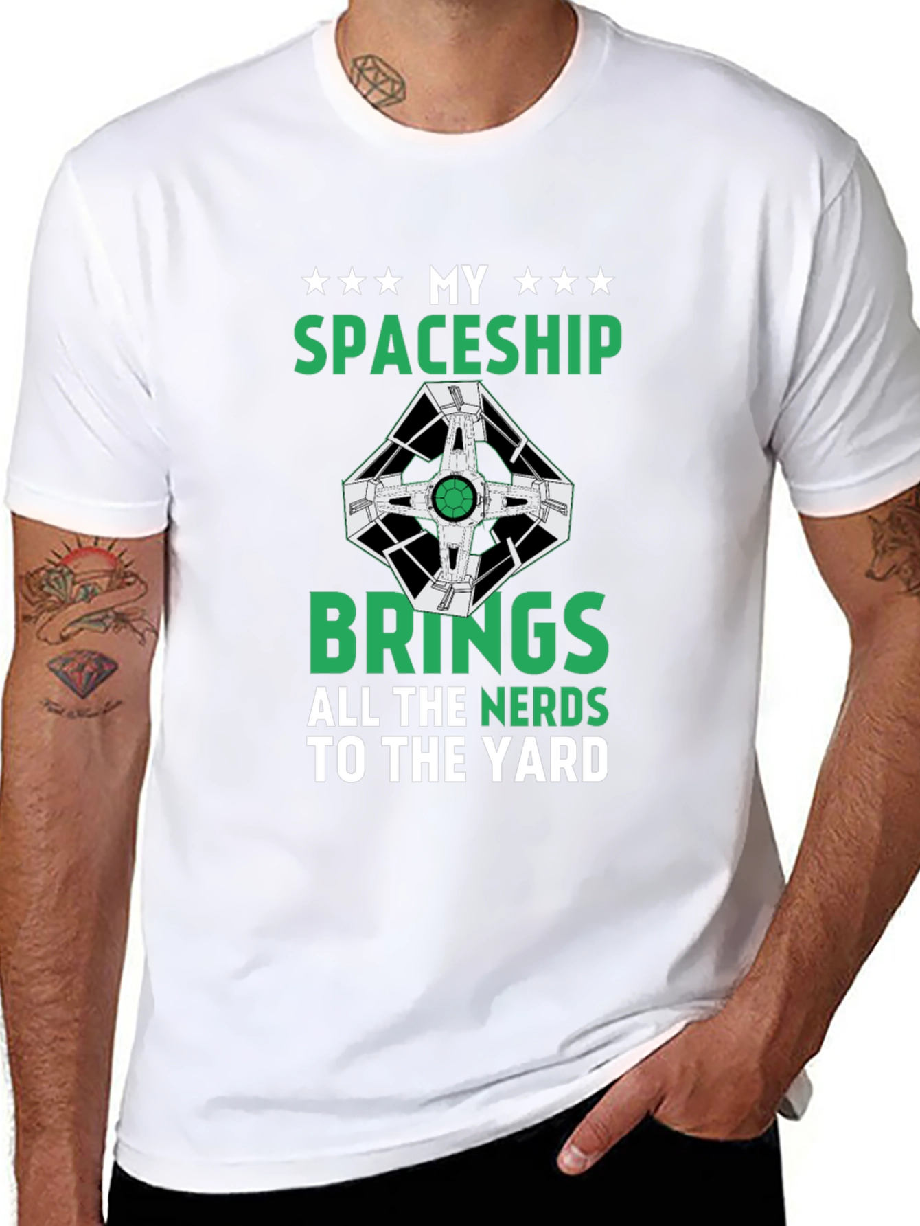 Black My Spaceship T-Shirt - Nerdy Humor Tee view 8