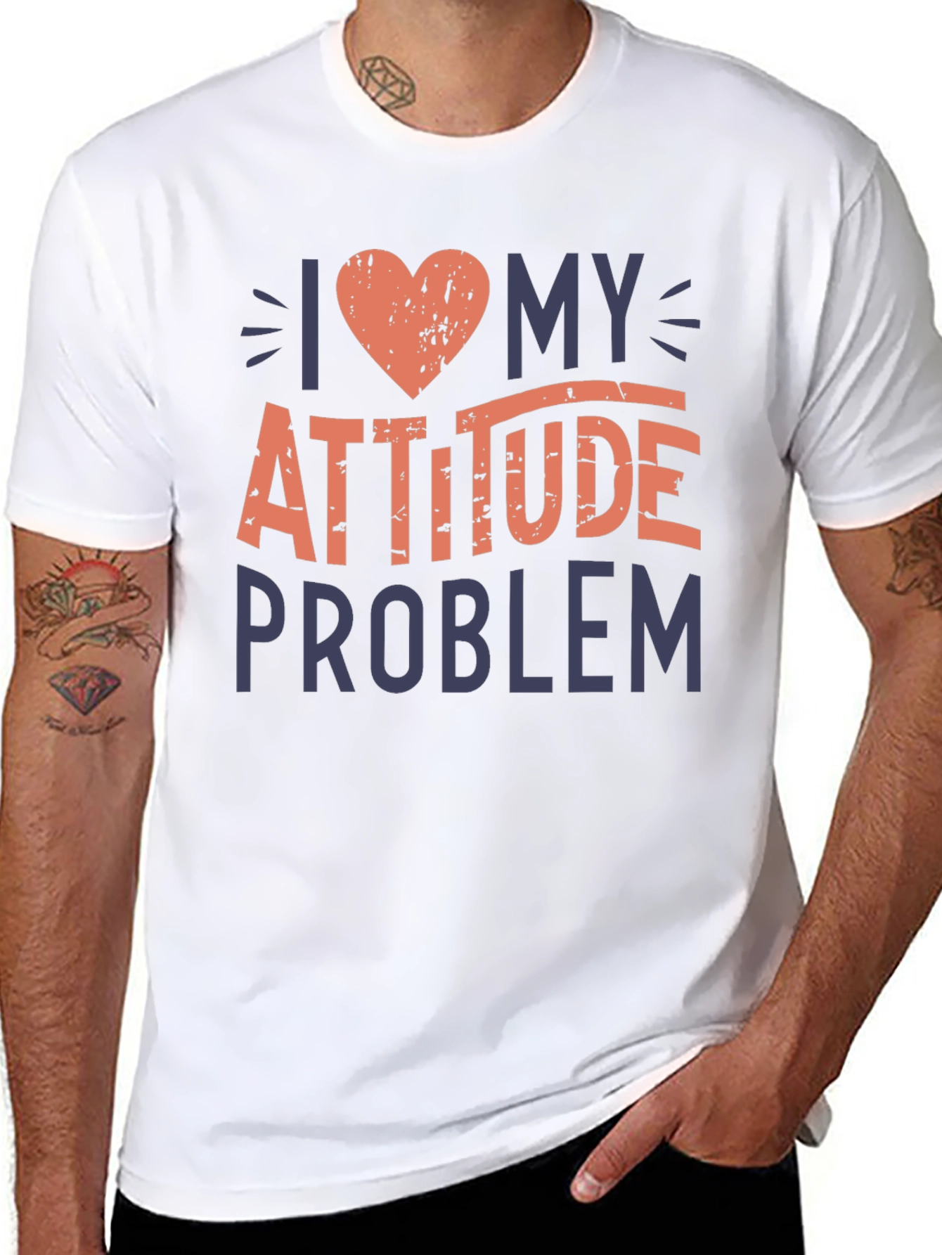 Black I Love My Attitude Problem Graphic T-Shirt view 8