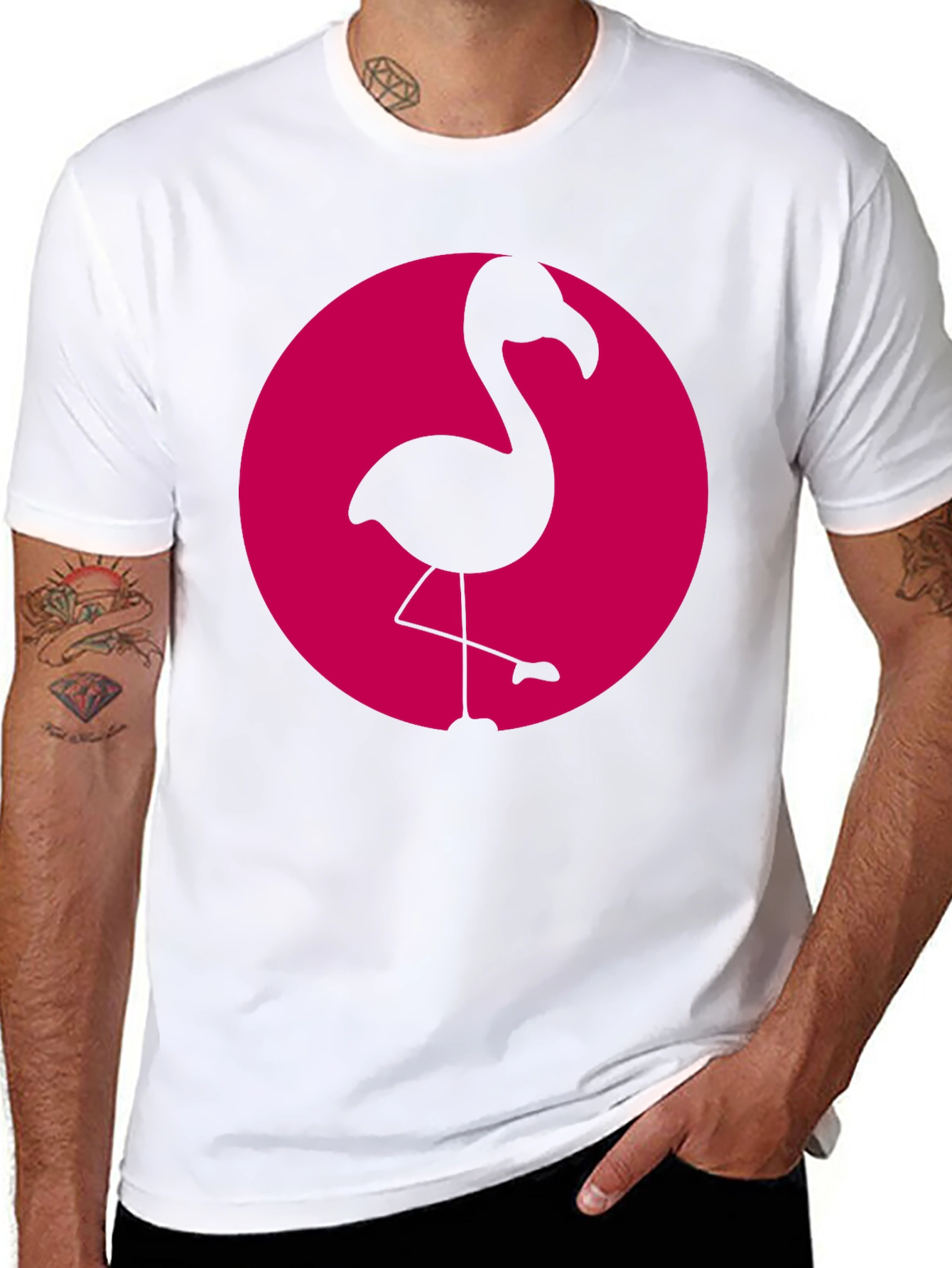 Black Flamingo Graphic Tee - Black Cotton Casual Shirt view 8