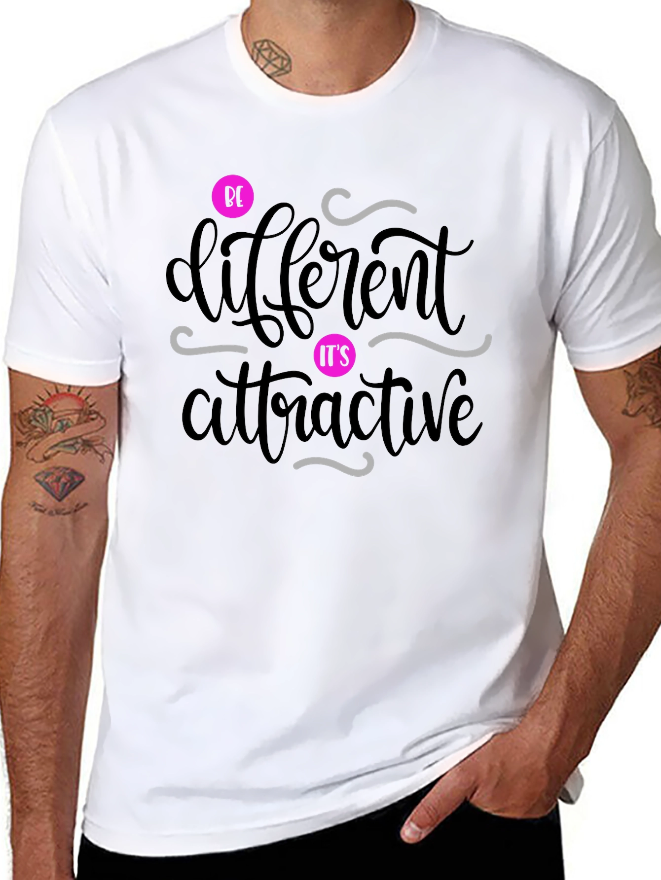 Black Be Different Attractive T-Shirt - Unique Statement Tee view 8