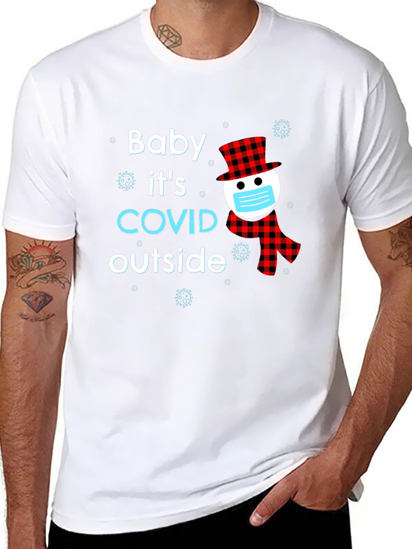 Black Baby It's COVID Outside Novelty T-Shirt view 8
