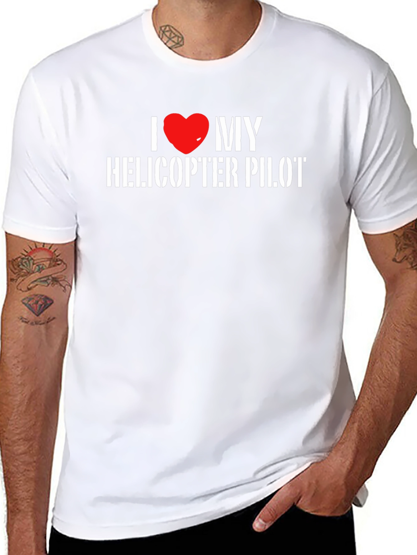 Black I Love My Helicopter Pilot T-Shirt view 8