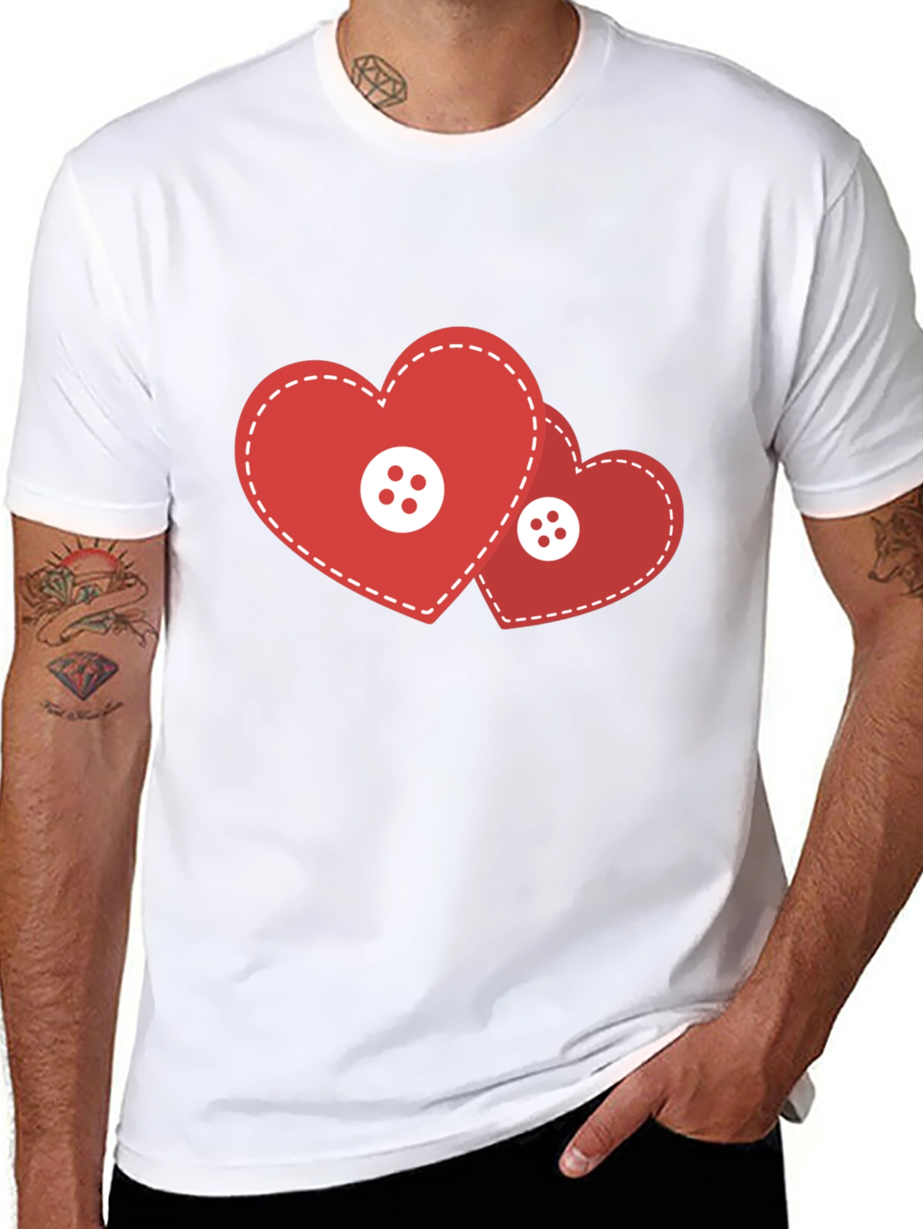 Black Heart Buttons Black T-Shirt view 8