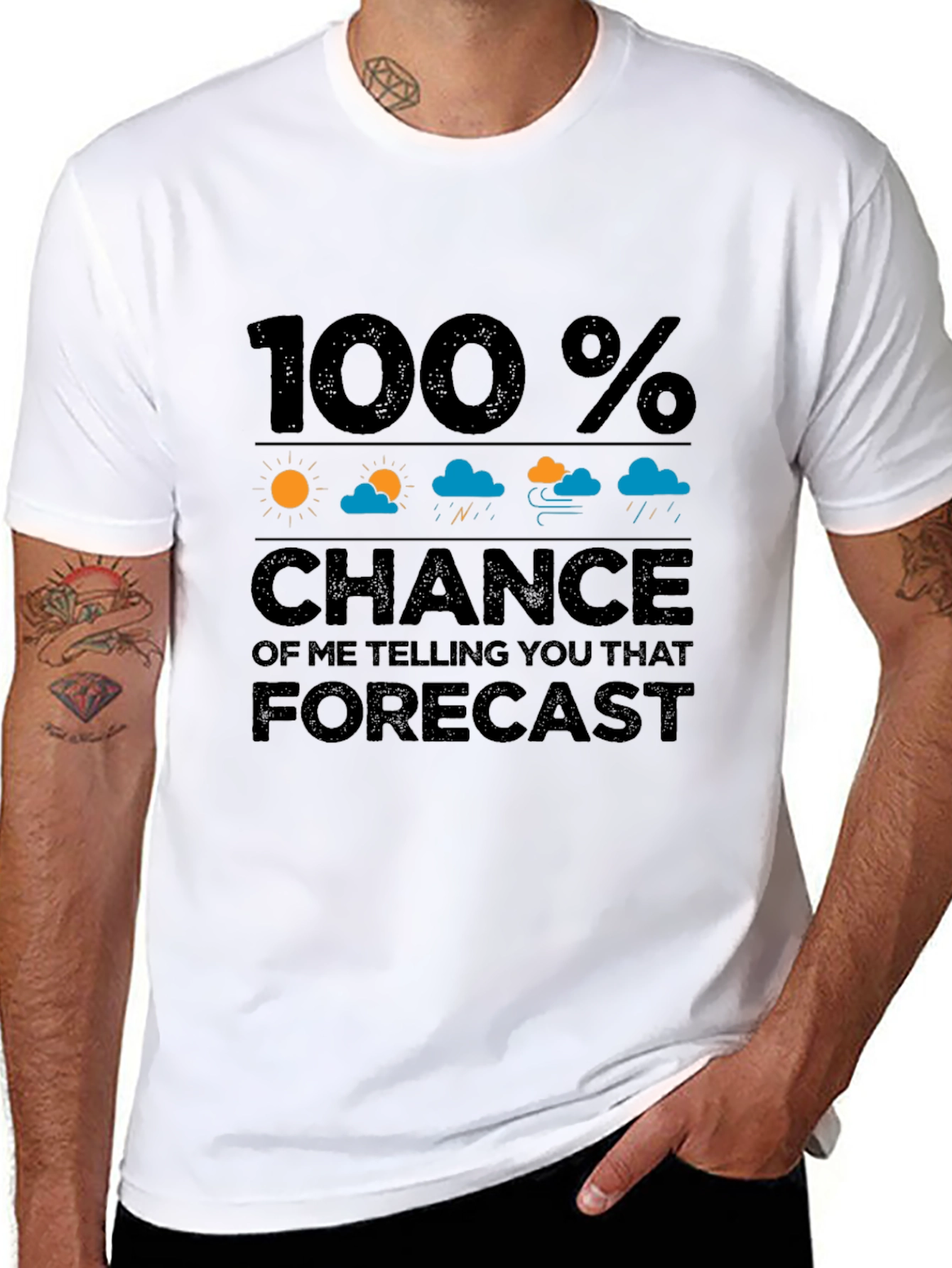Black Funny Weather Forecast Graphic T-Shirt view 8