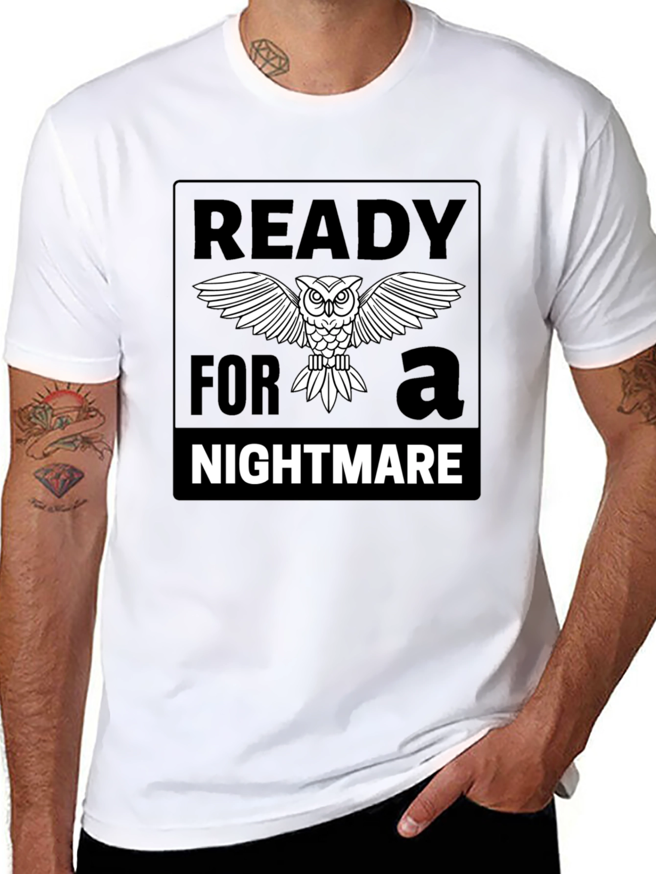Black Ready For A Nightmare Owl Graphic Tee - Black view 8
